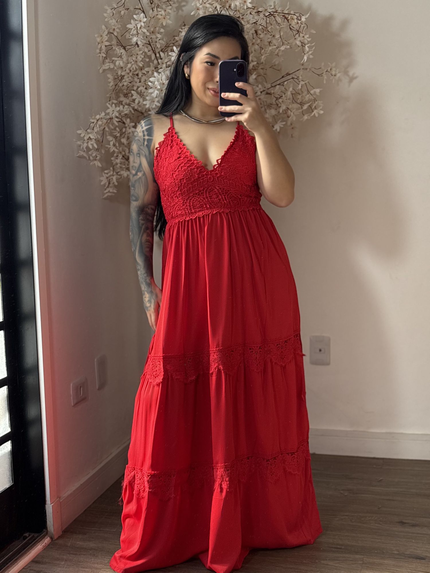 Vestido Bordado Maelle SD1625 - Vermelho C043