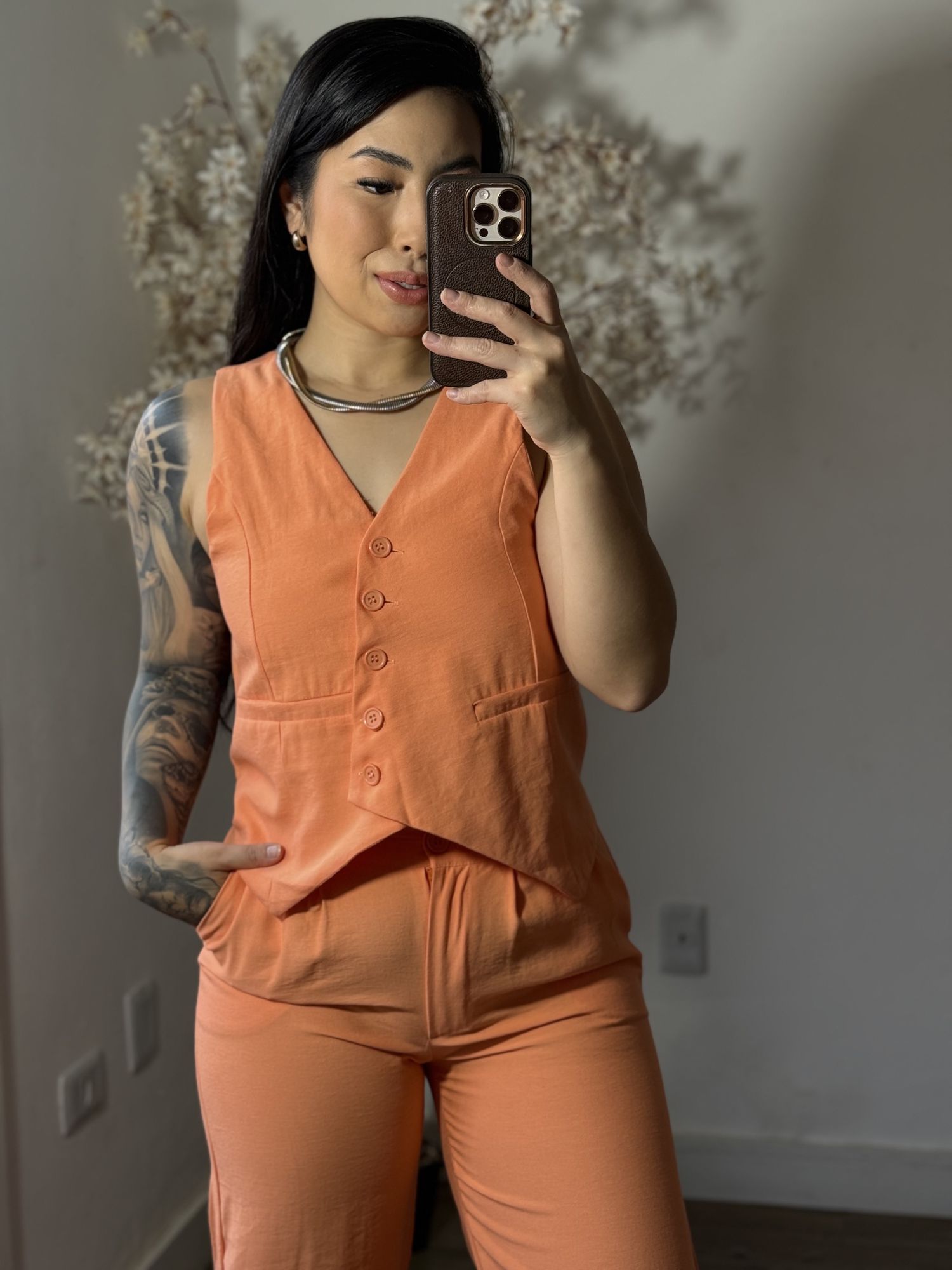 Conjunto Calça com Colete Allany 0002 - Salmão C029