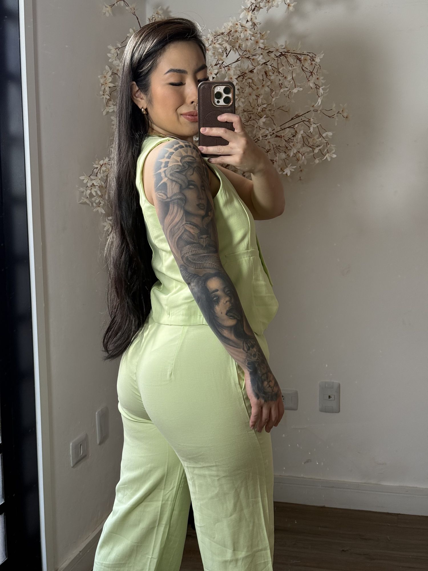 Conjunto Calça com Colete Allany 0002 - Verde Claro C029