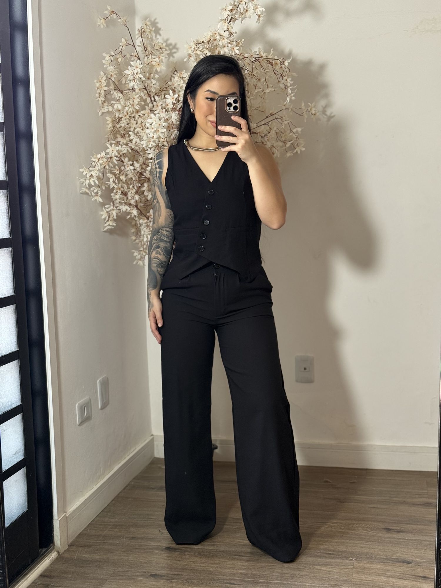 Conjunto Calça com Colete Allany 0002 - Preto C029