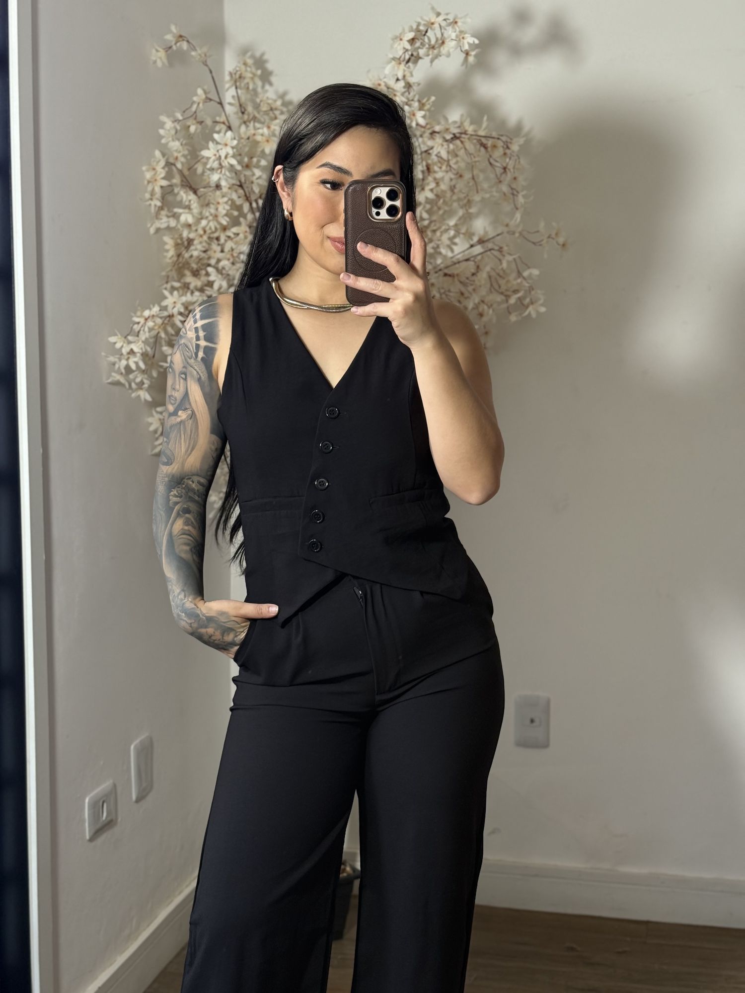 Conjunto Calça com Colete Allany 0002 - Preto C029