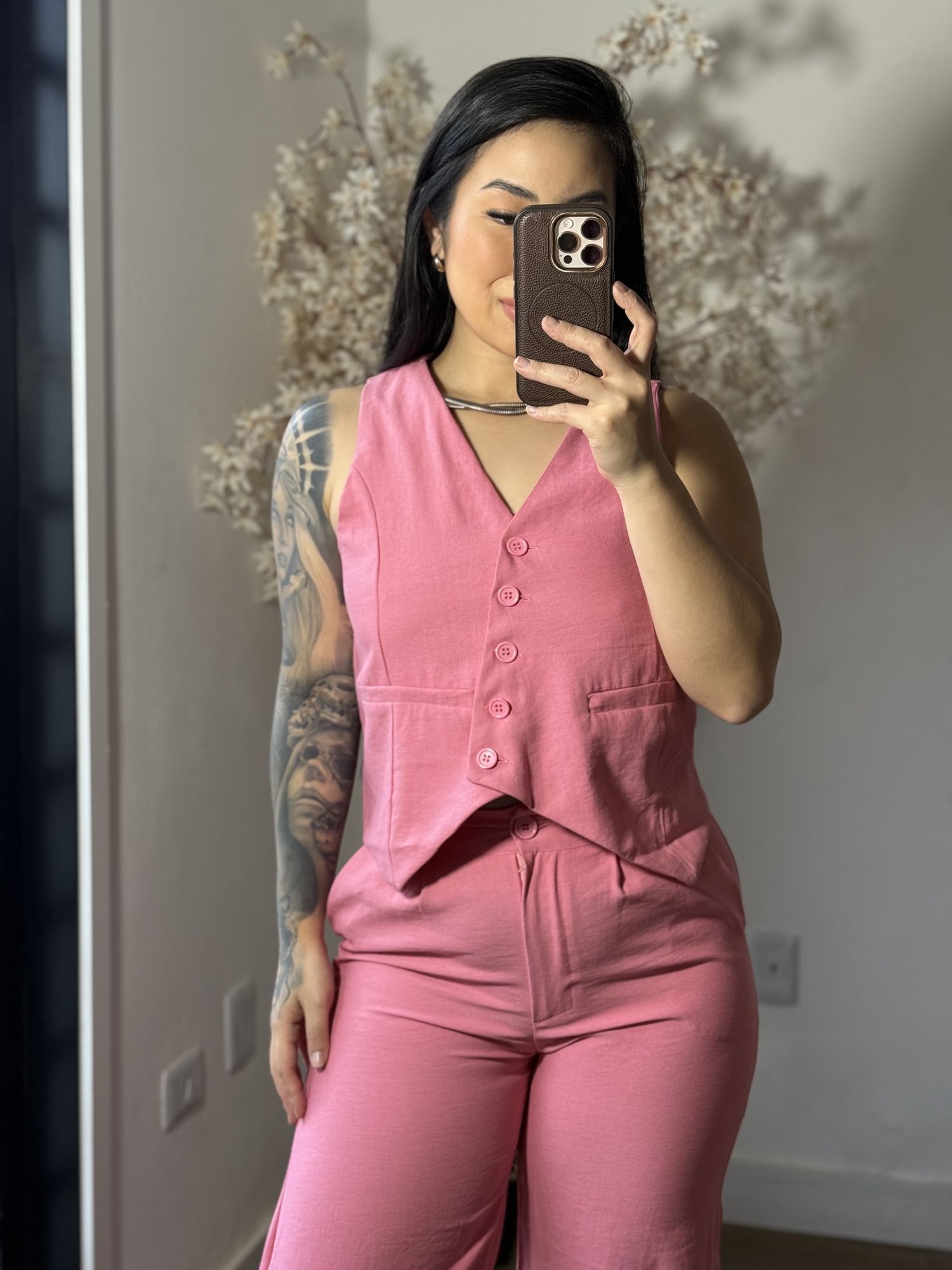 Conjunto Calça com Colete Allany 0002 - Rosa C029