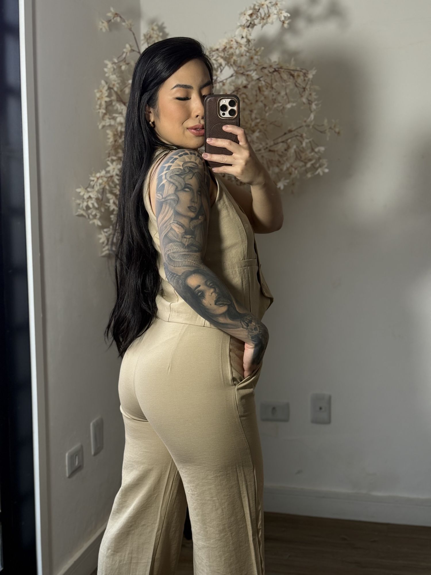 Conjunto Calça com Colete Allany 0002 - Bege C029