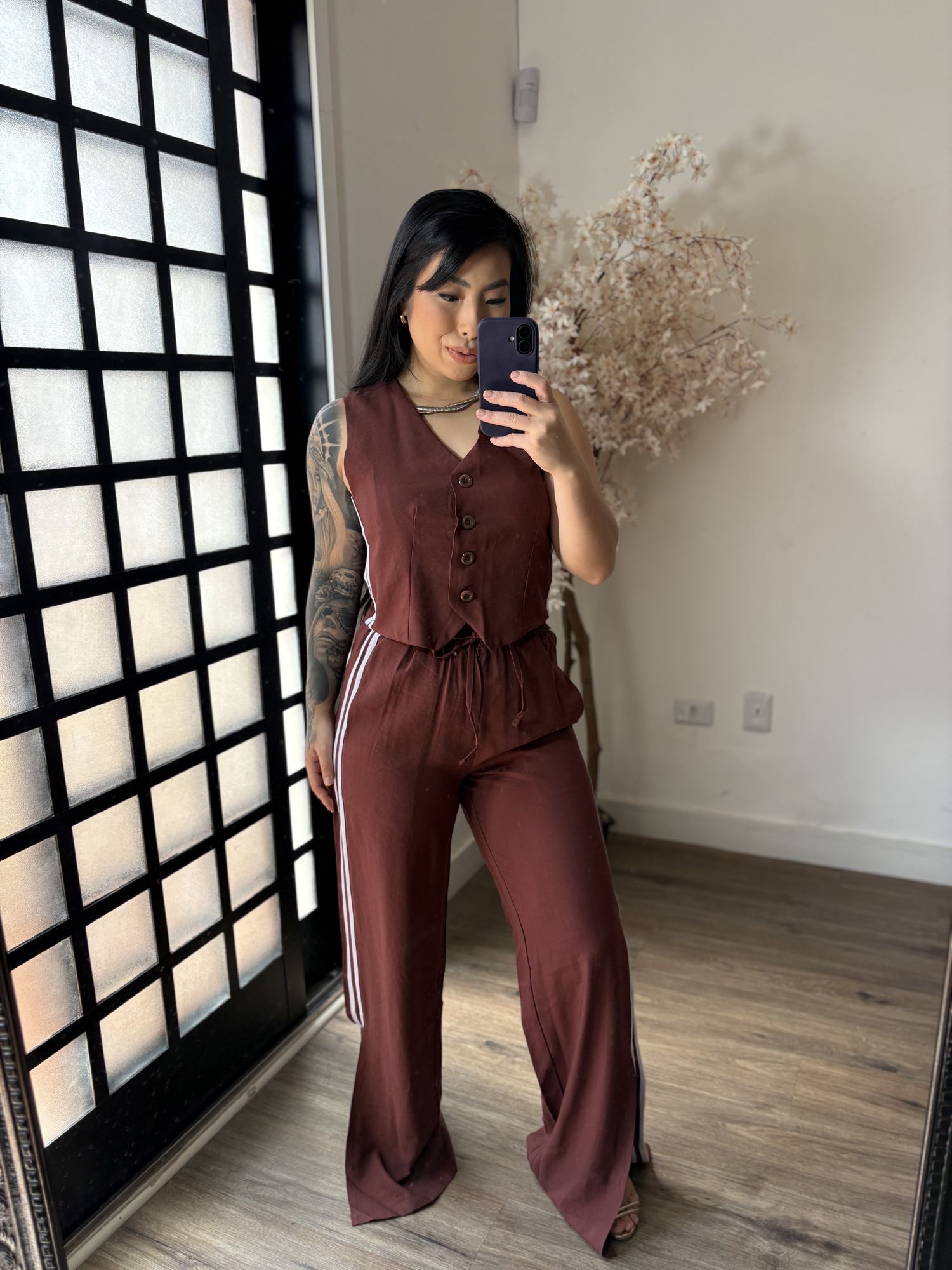 Conjunto duas listras Rosana 1500 - Marrom Escuro 