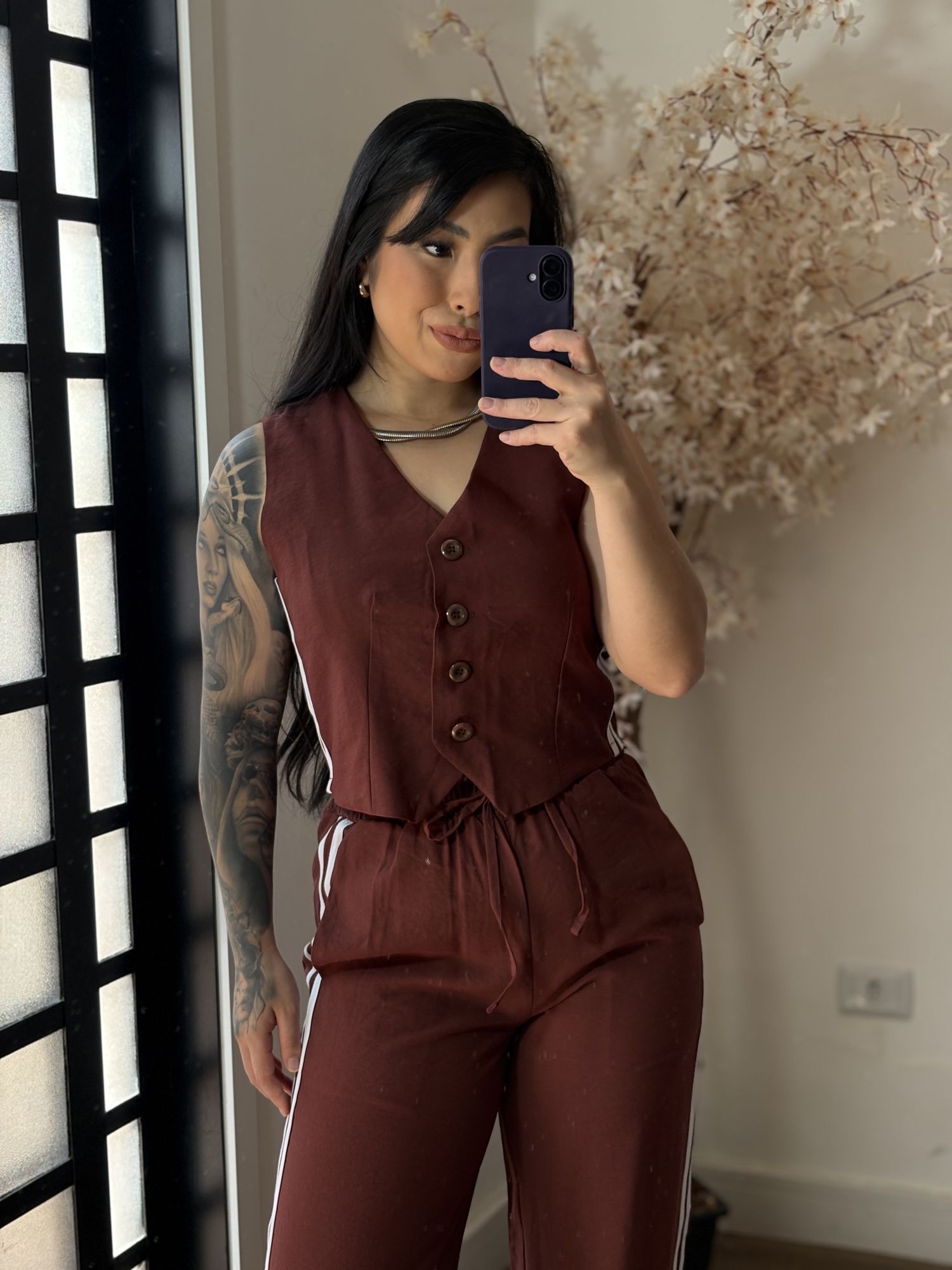 Conjunto duas listras Rosana 1500 - Marrom Escuro 