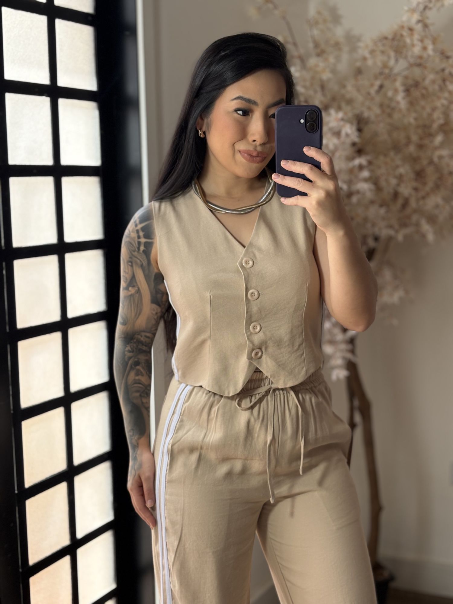 Conjunto duas listras Rosana 1500 - Creme 