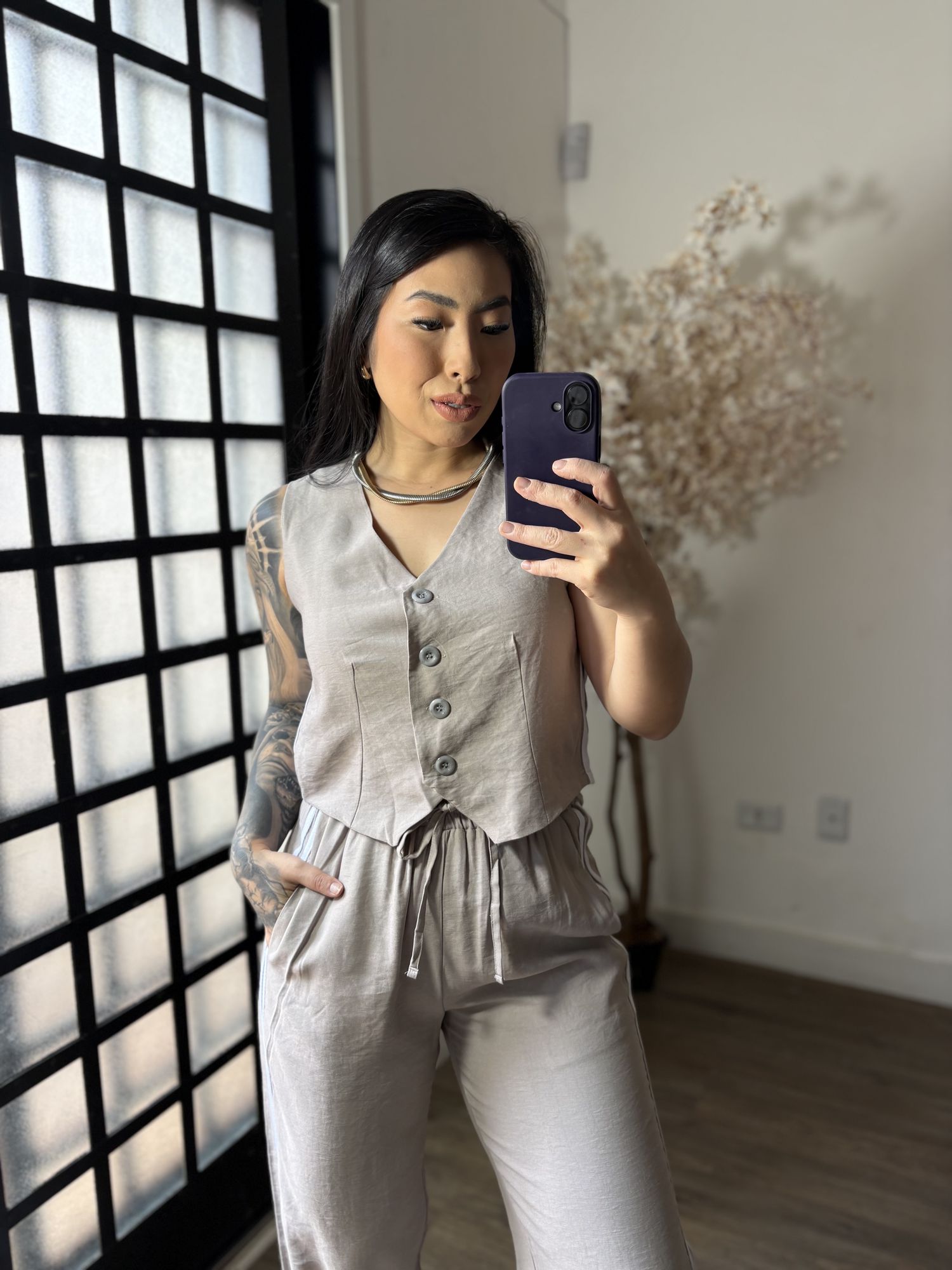 Conjunto duas listras Rosana 1500 - Cinza 