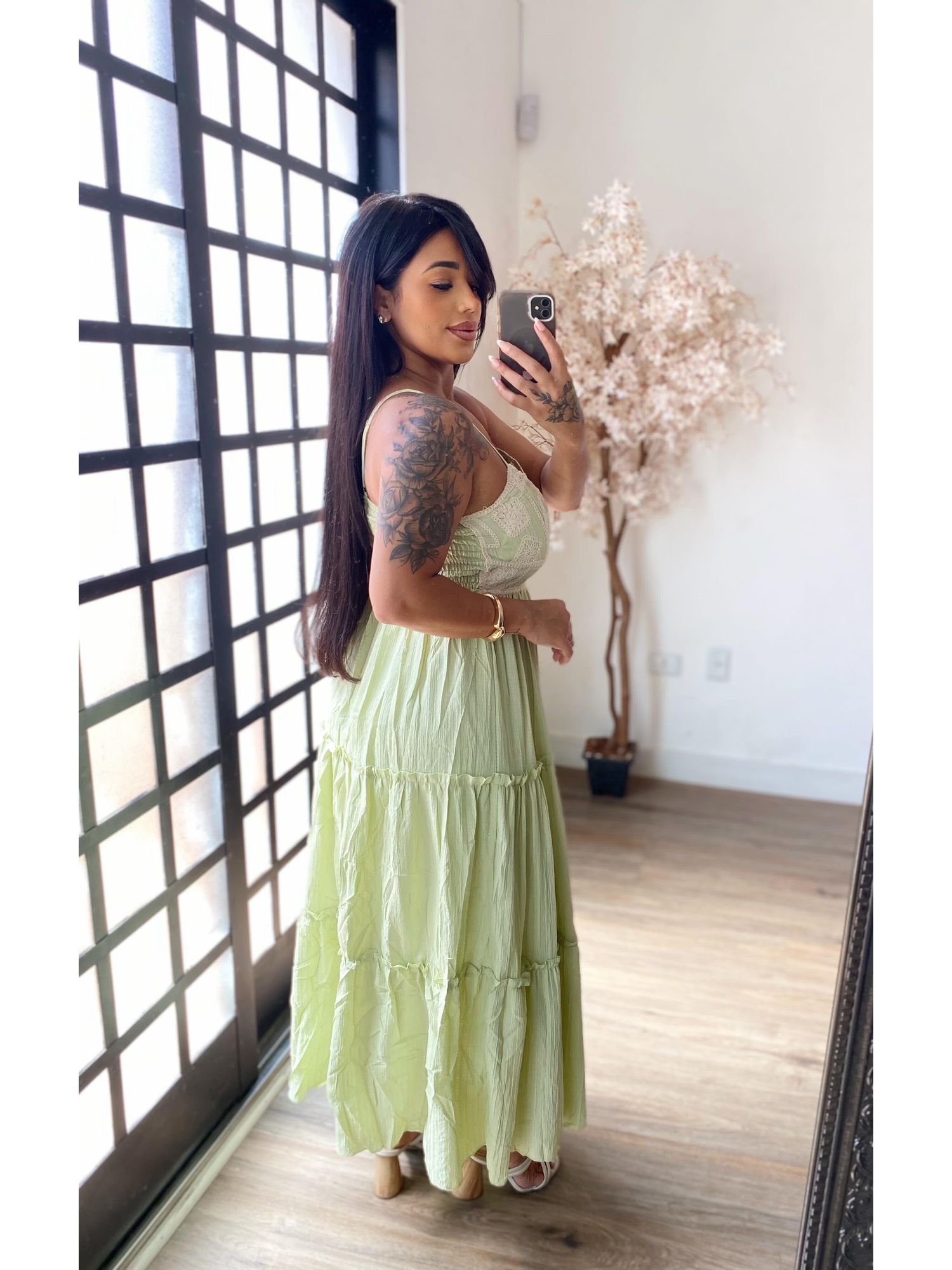 Vestido Bordado Ilana A5175 - Verde Claro C045