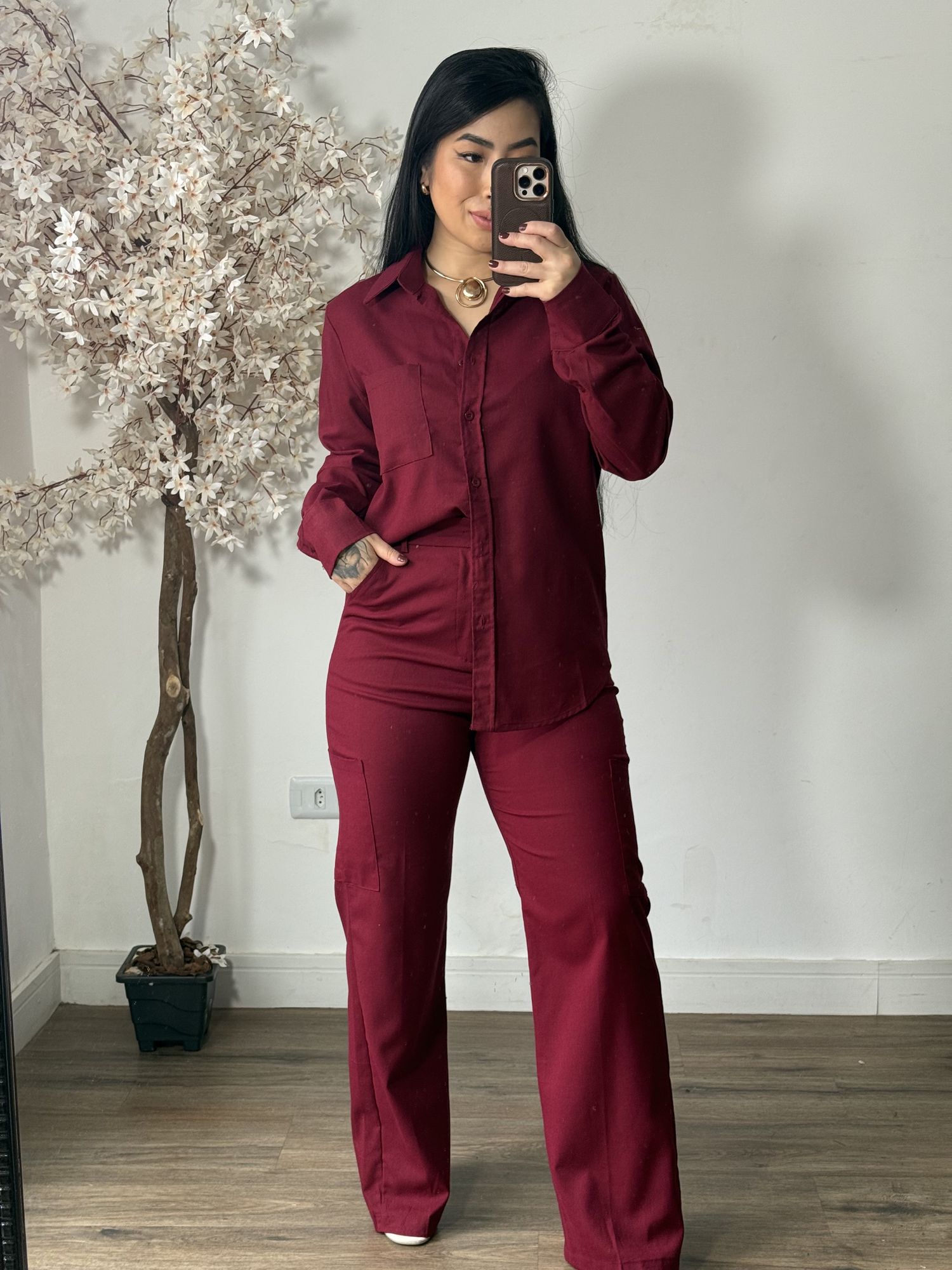 Conjunto Linho Kalina LV3386 - Vinho C022