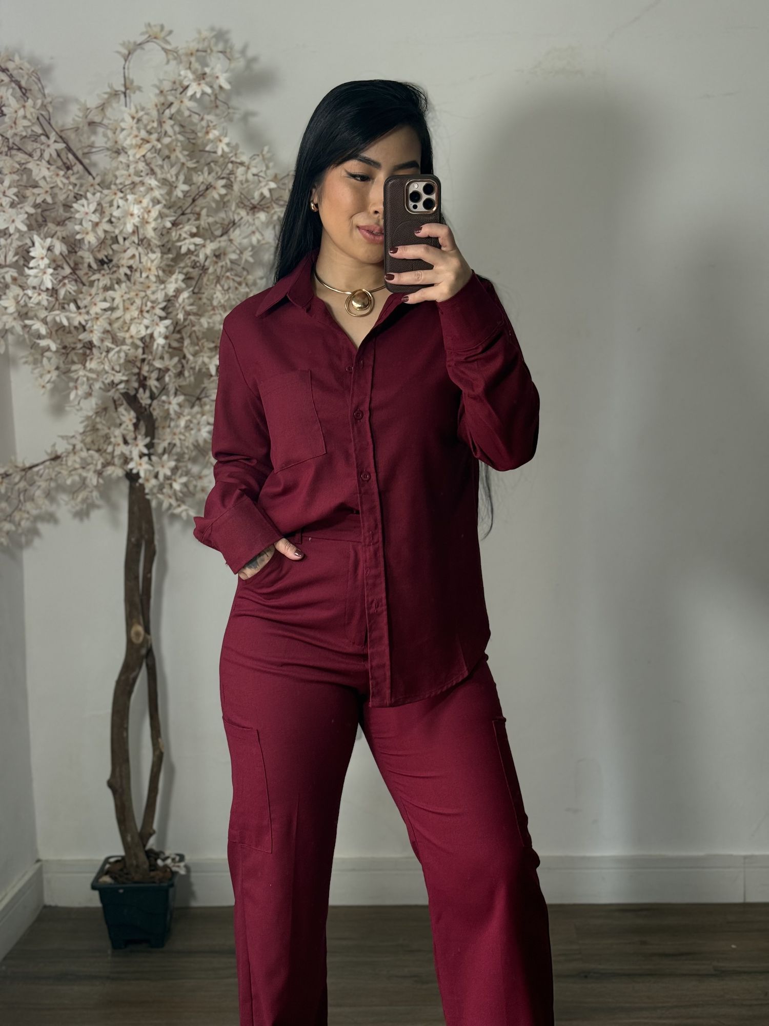 Conjunto Linho Kalina LV3386 - Vinho C022