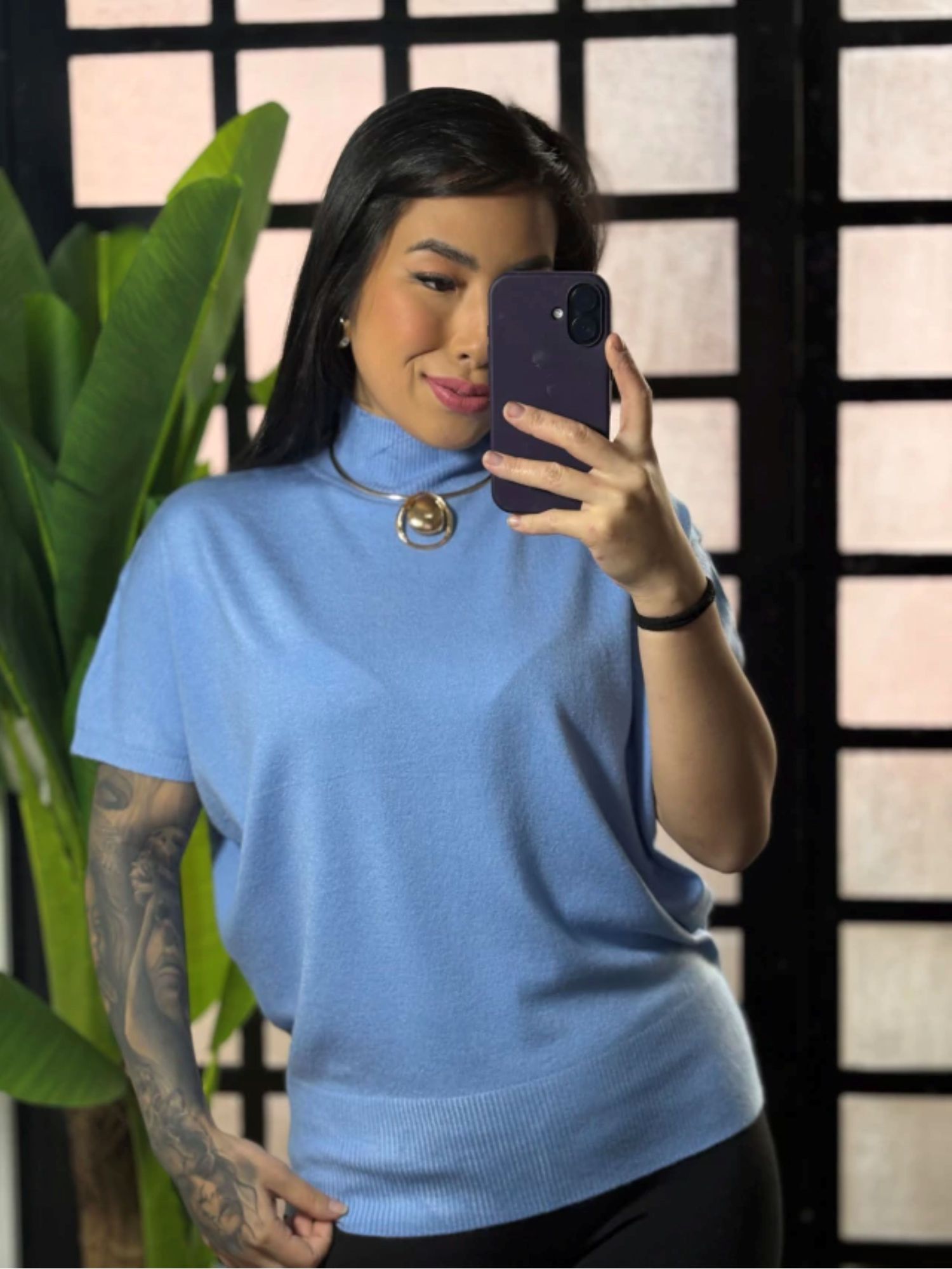 Blusa Tricô Sidney 62022- Azul 