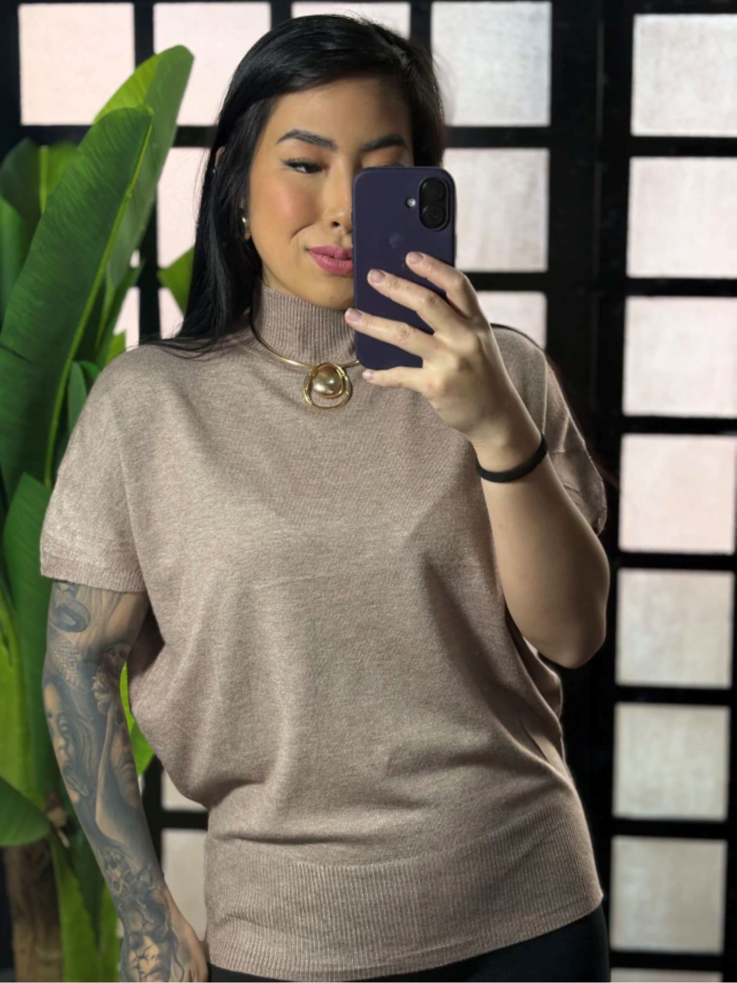Blusa Tricô Sidney 62022 - Marrom Claro 