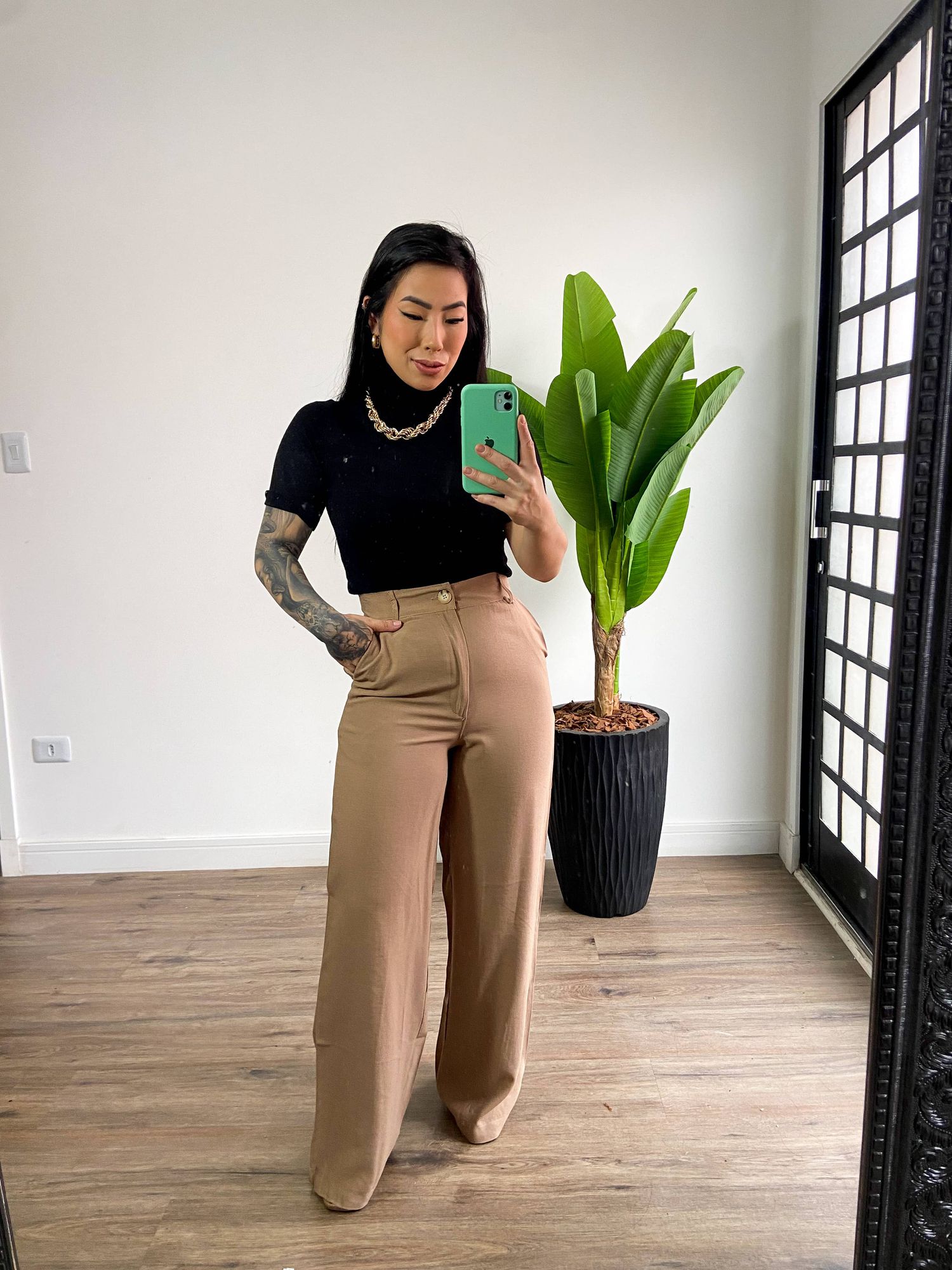 Calça Linho Carla SD06 - Bege 