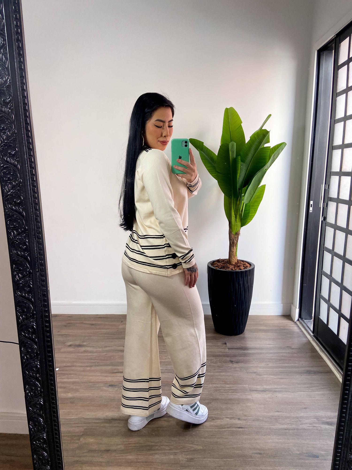 Calça Tricô Bela F068 - Creme 