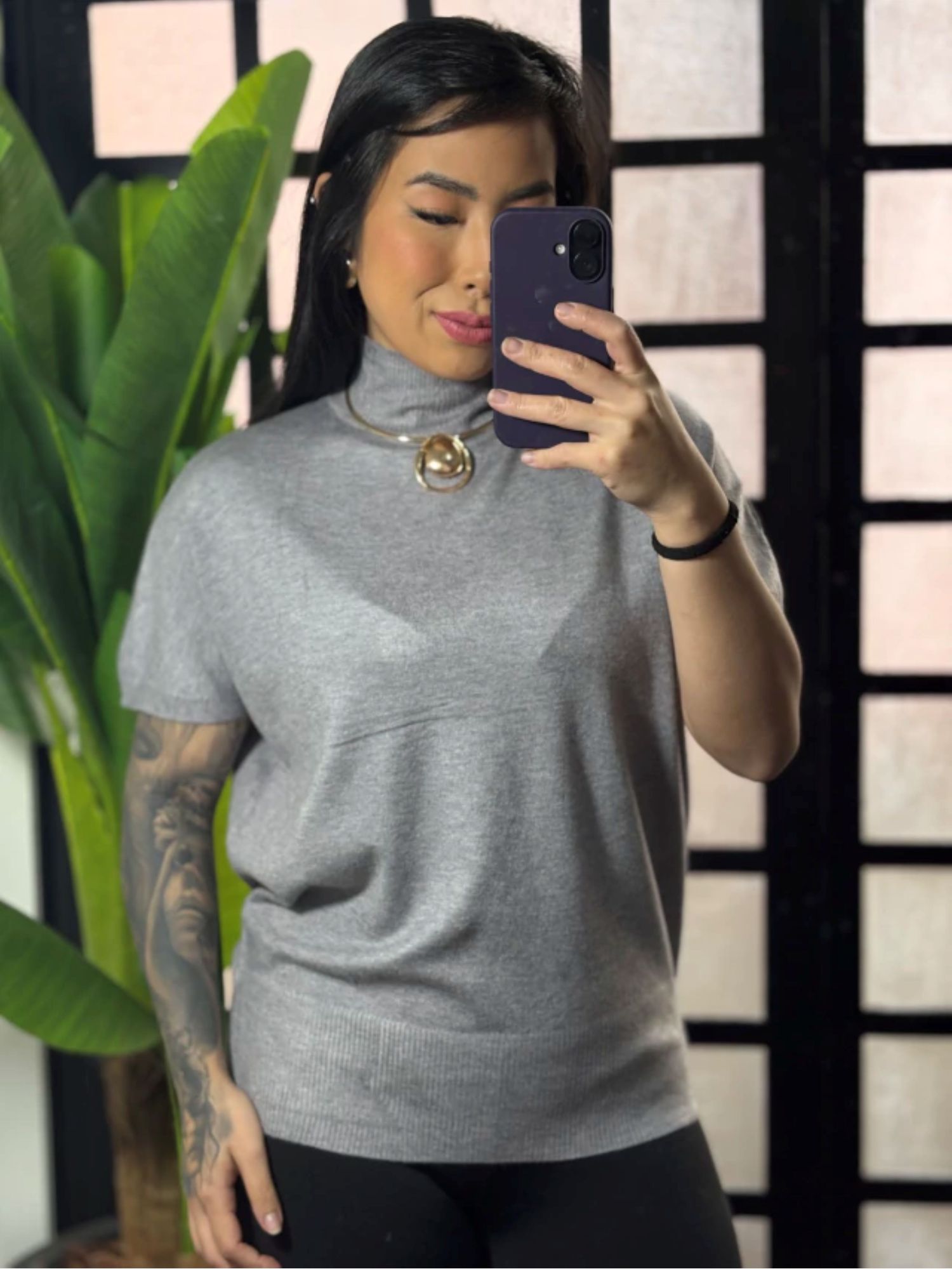 Blusa Tricô Sidney 62022- Cinza 