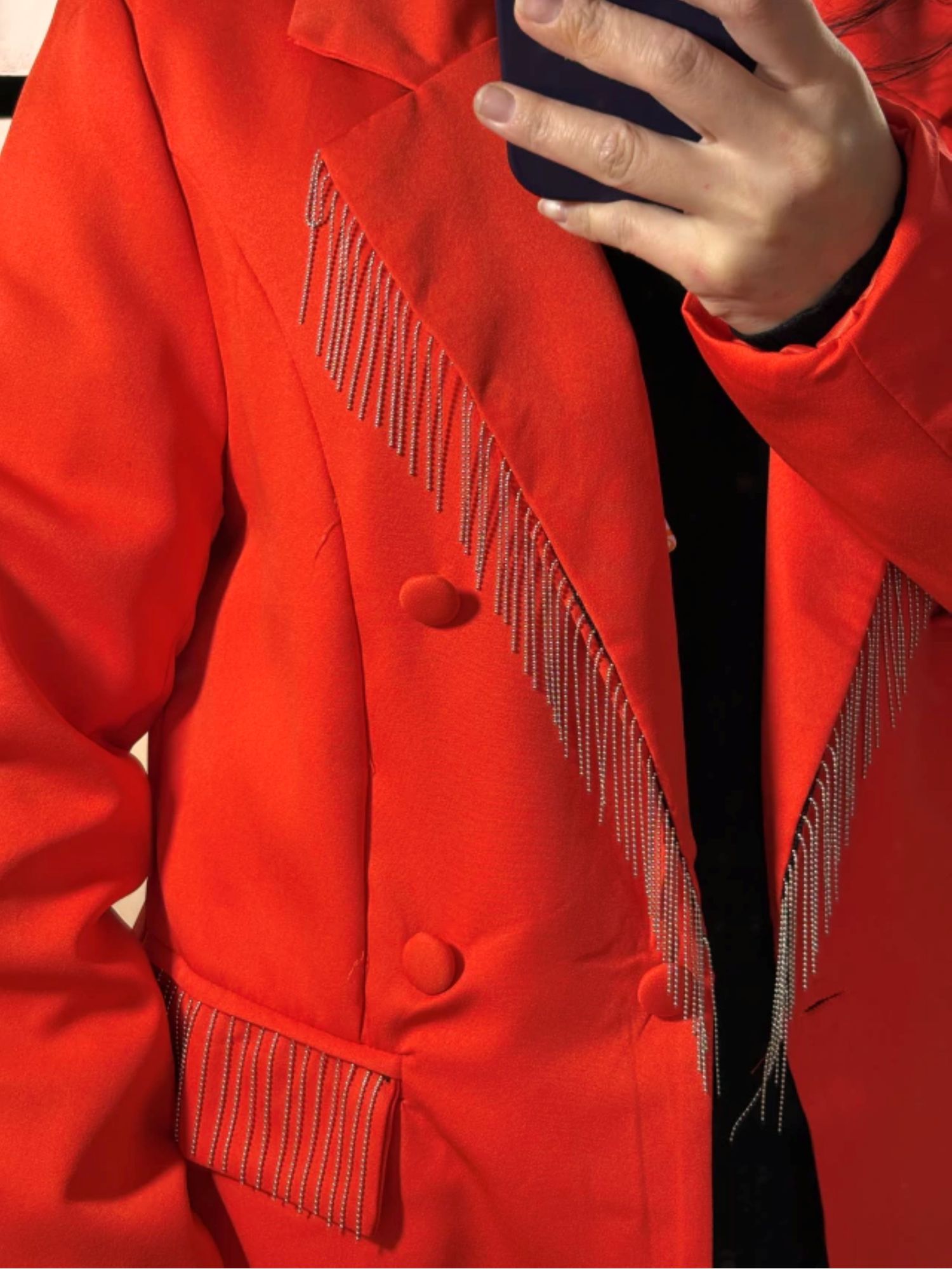 Blazer alfaiataria com franja 85086 - Vermelho