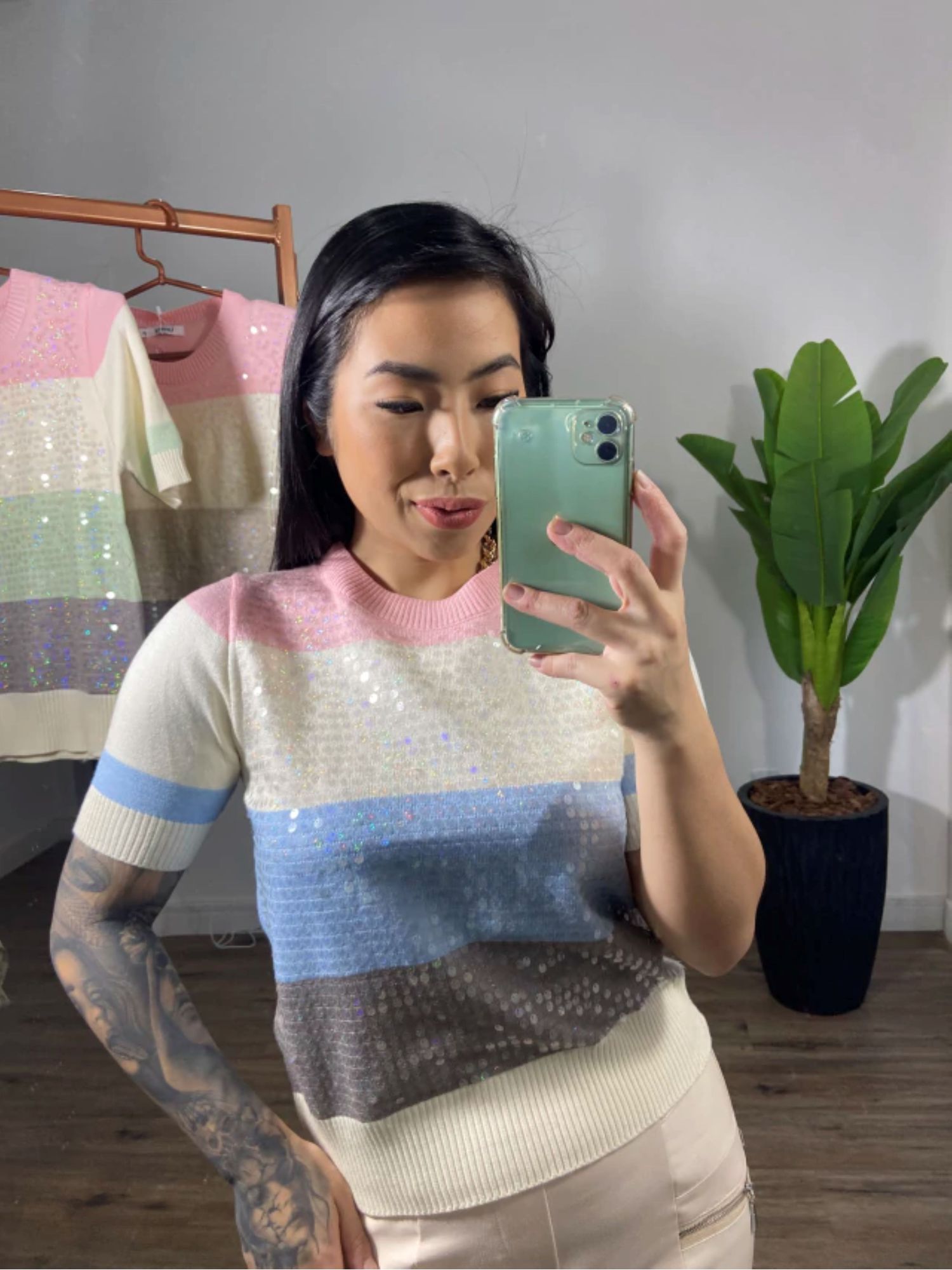 Blusa Brilho Ursula 2822 - Azul Claro 