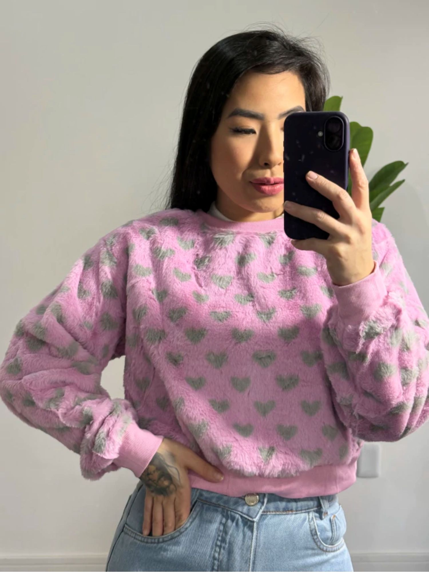 Blusa pelinhos Lara 6232- rosa chiclete 