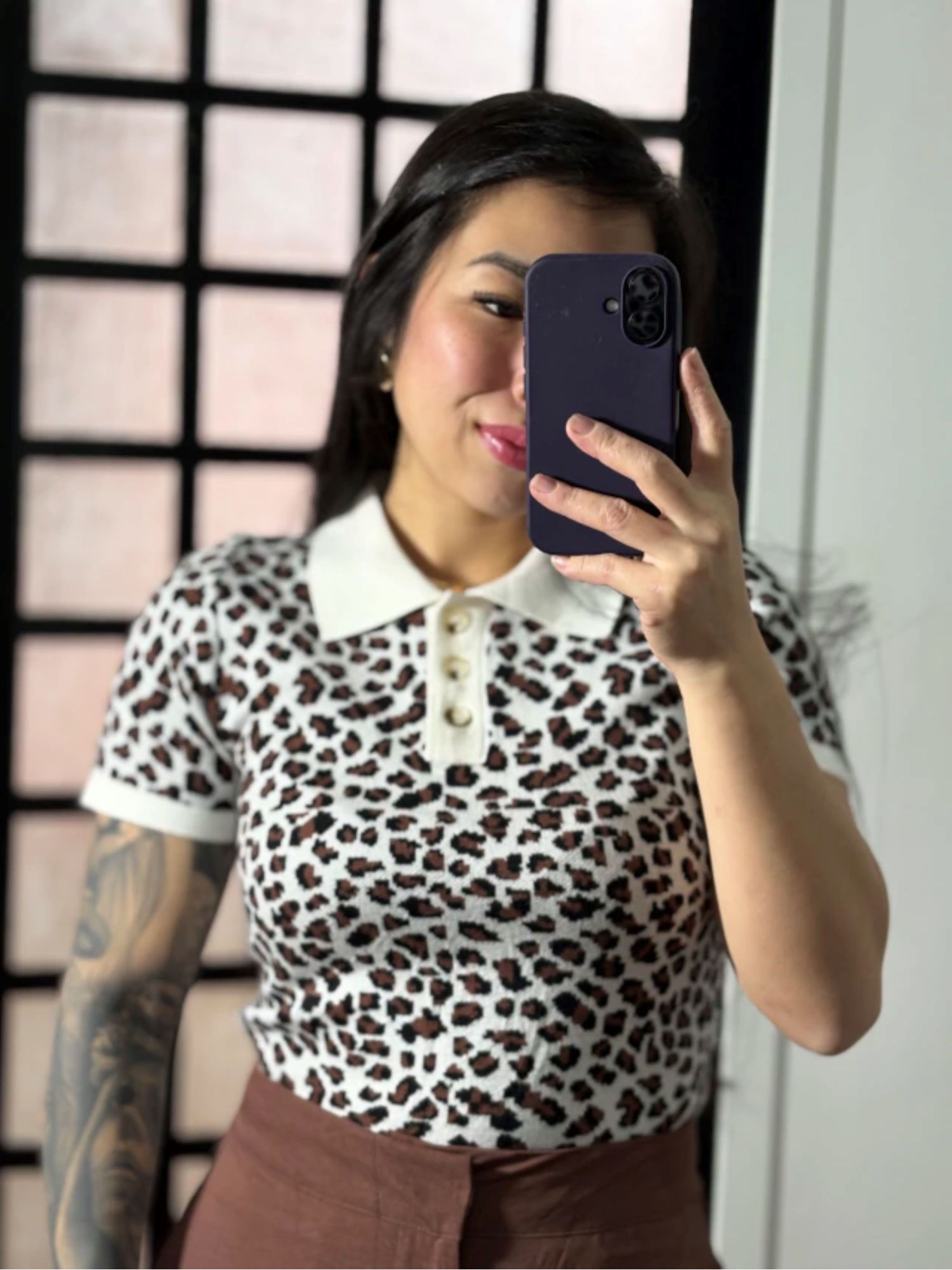 Blusa onçinha gola 8167 - Bege 