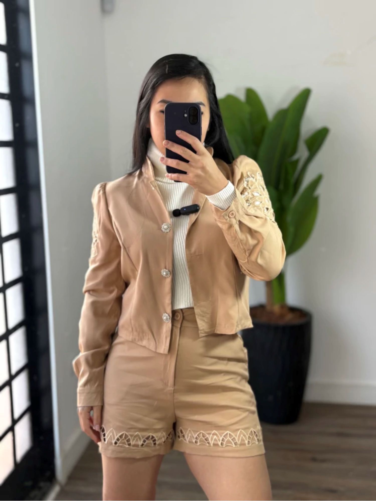 conjunto bordado Elenice 579- Bege