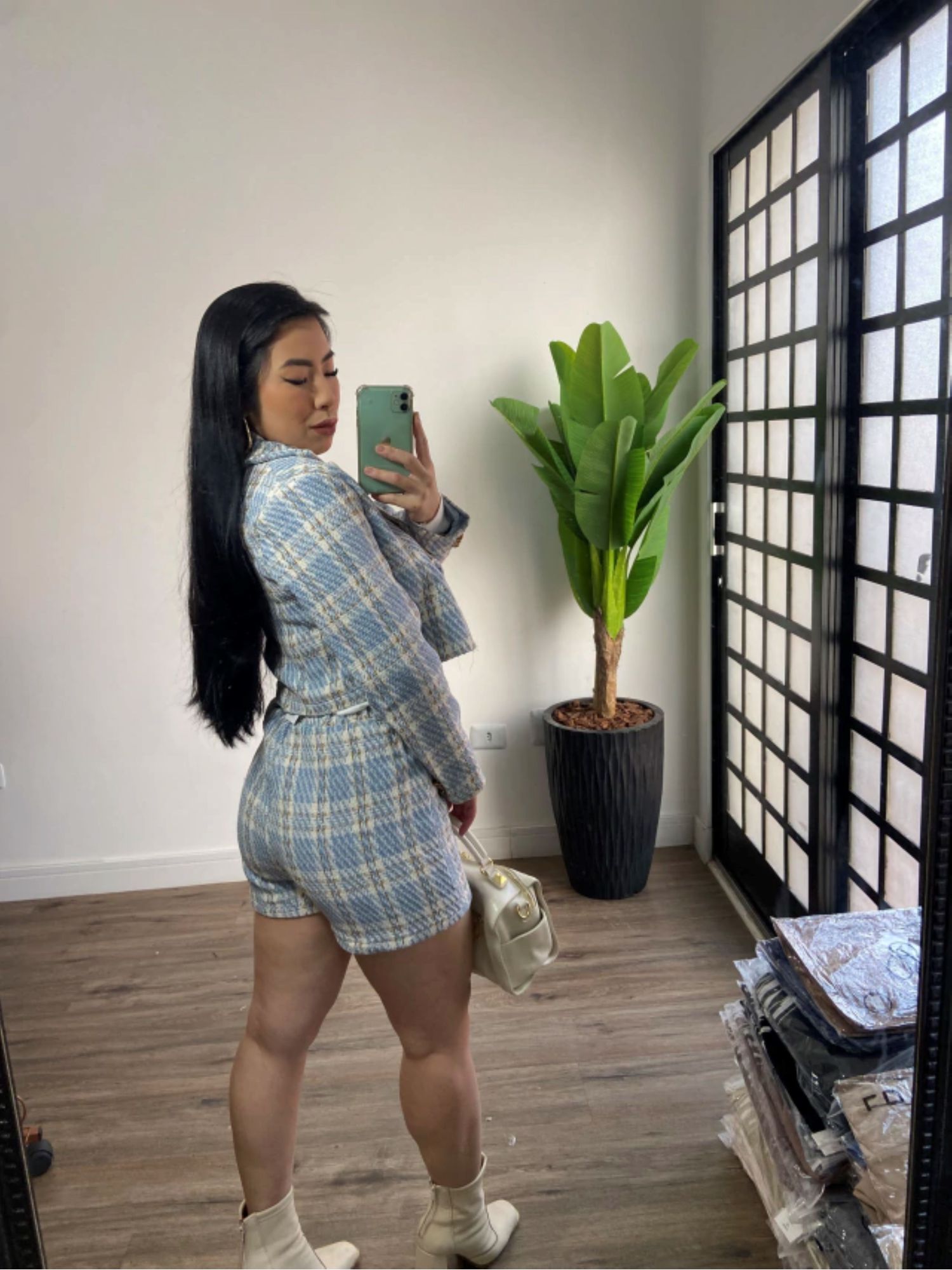 Short tweed Raissa 163 - Azul claro