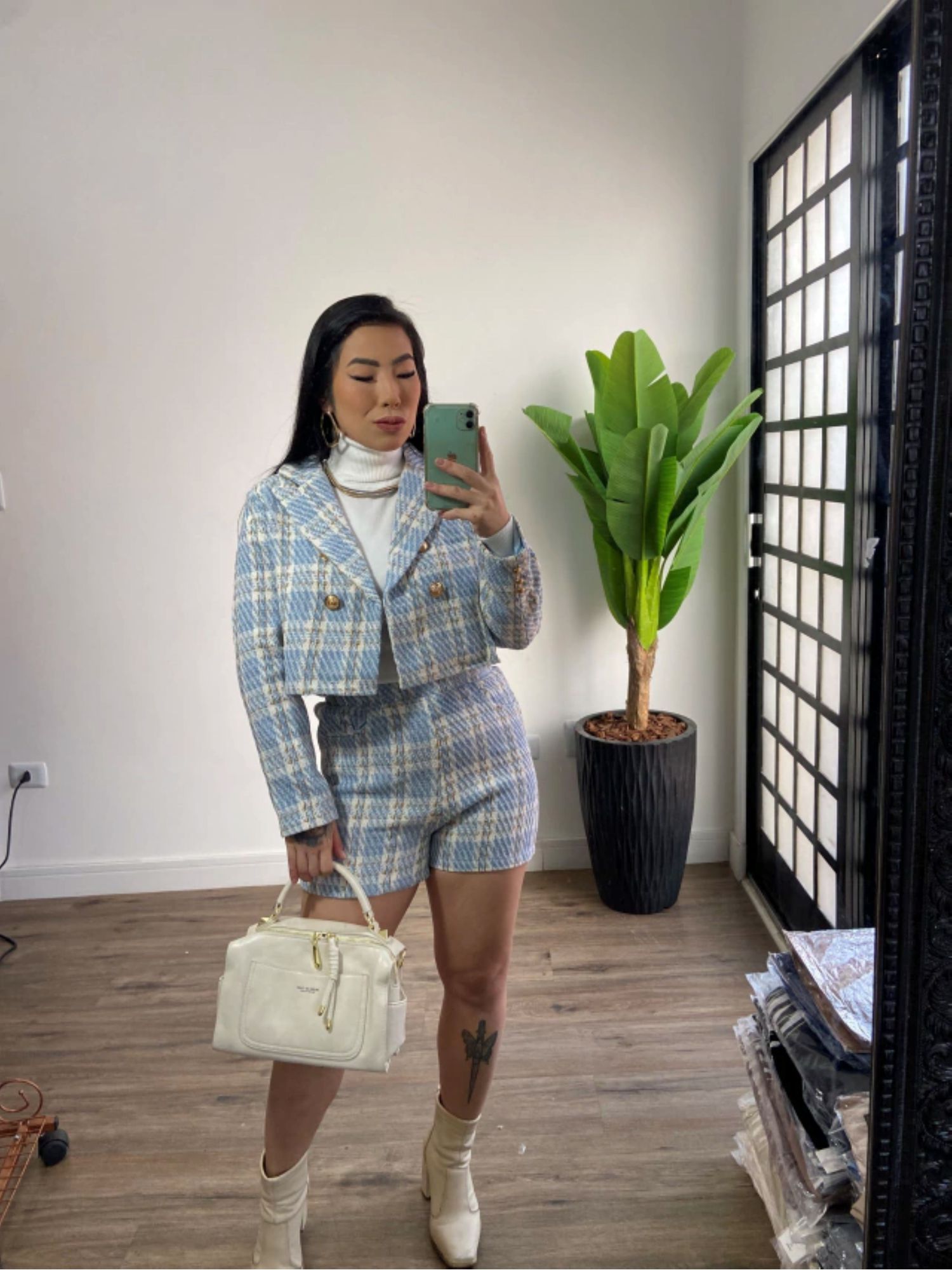 Short tweed Raissa 163 - Azul claro
