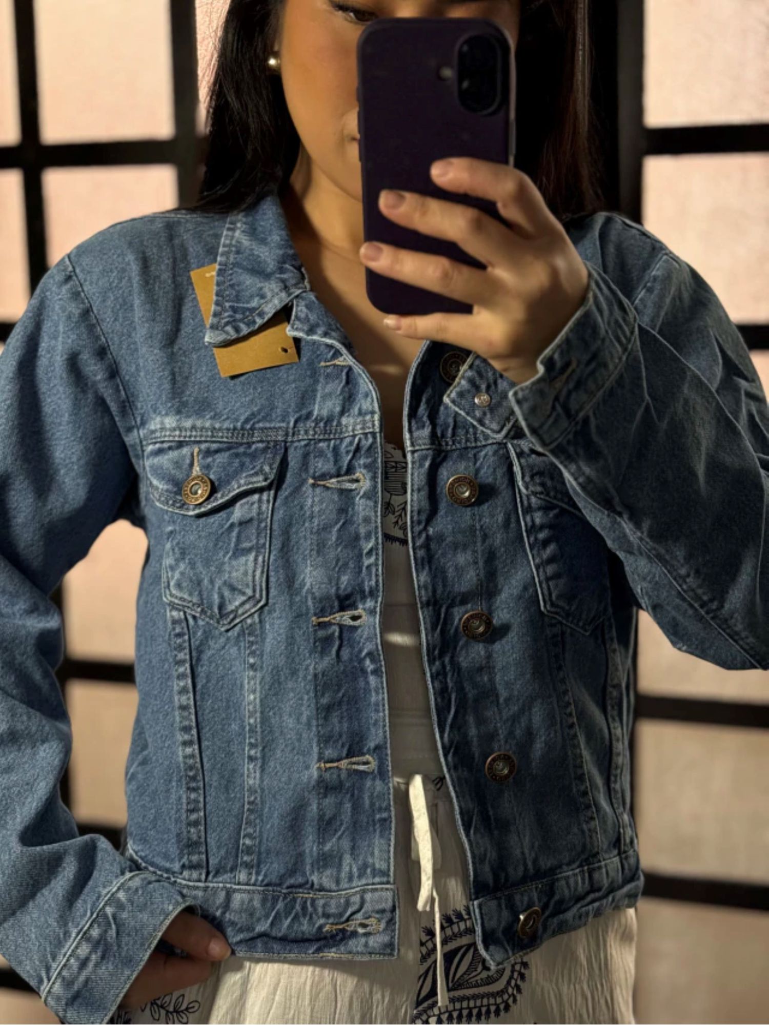 jaqueta jeans marmorizada clara 974