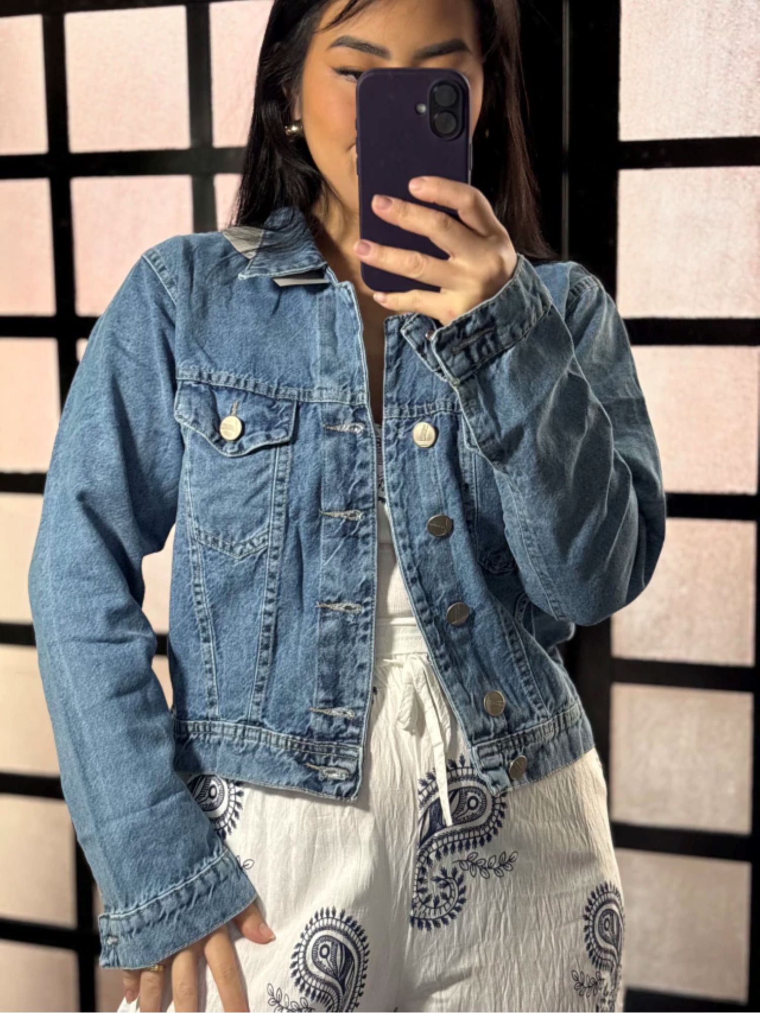 jaqueta jeans marmorizada 873