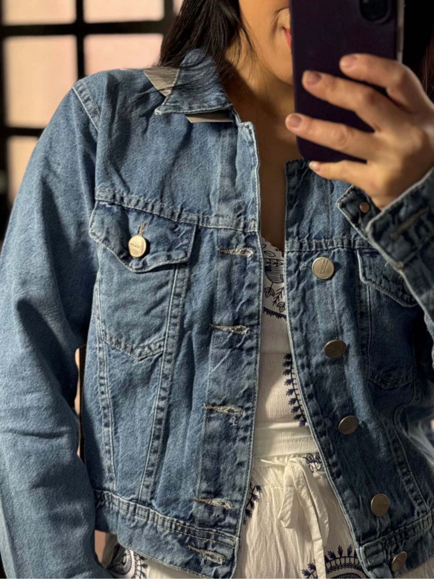 jaqueta jeans marmorizada 873