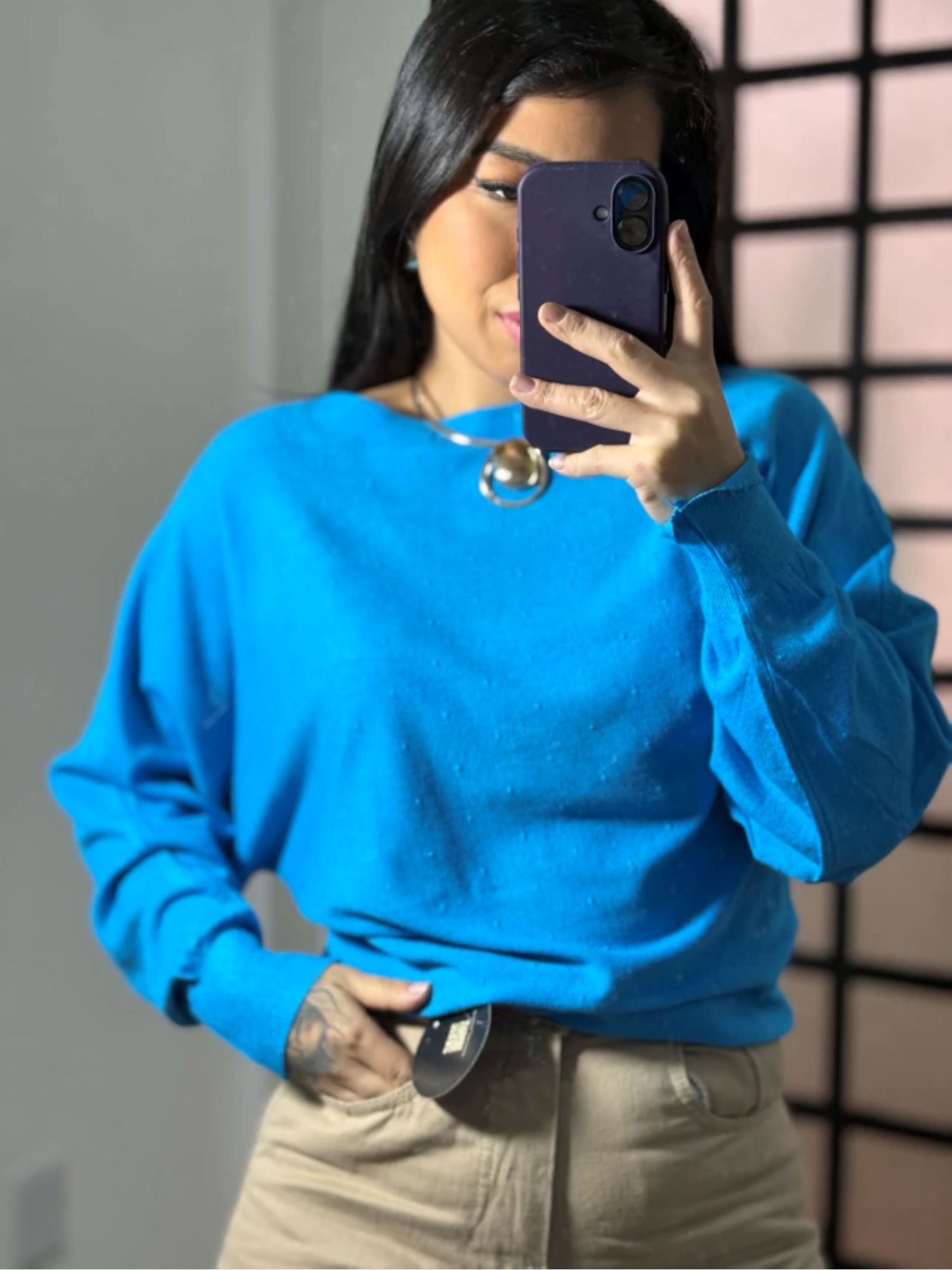 Blusa Trico Vânia 128- Azul