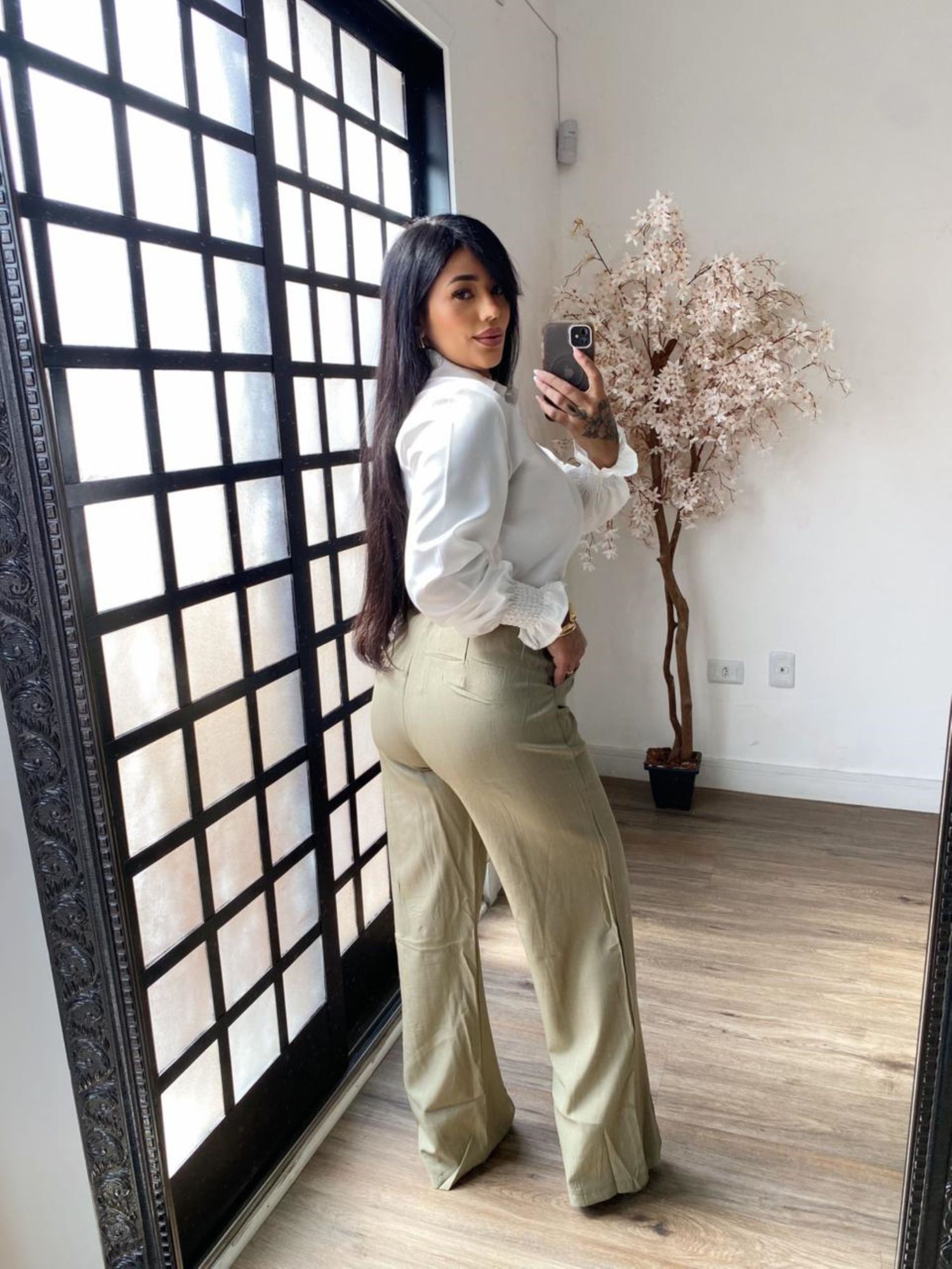 Calça Pantalona C/ Cinto Atena 3490 - Verde C117