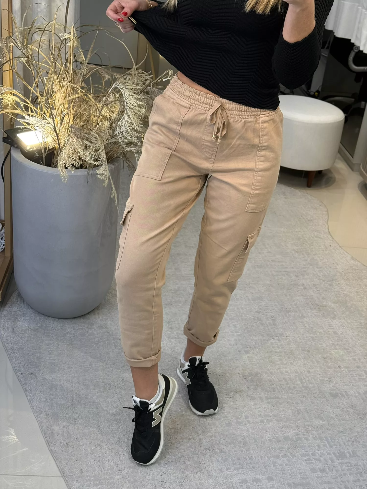 Calça Ambicione Cargo em Sarja Café com Leite 1706a 47427A