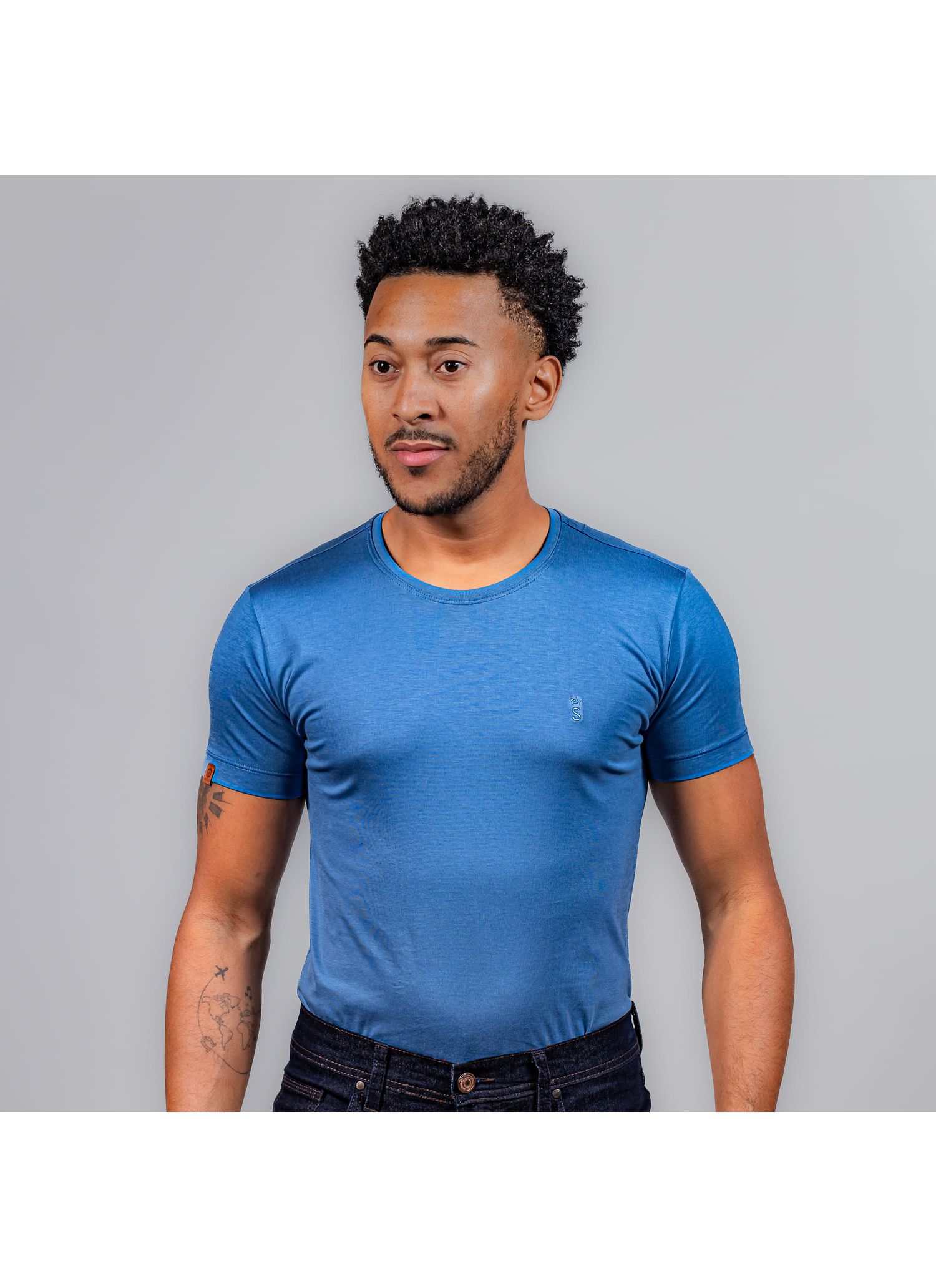 T-Shirt PIma Stefano Azul Petr... - Stefano Store