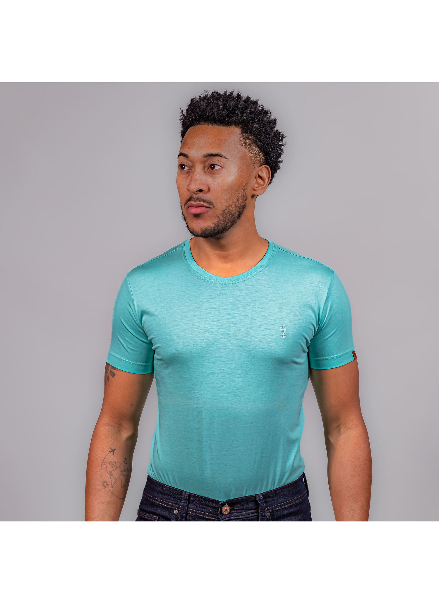 T-Shirt Pima Stefano Verde Águ... - Stefano Store