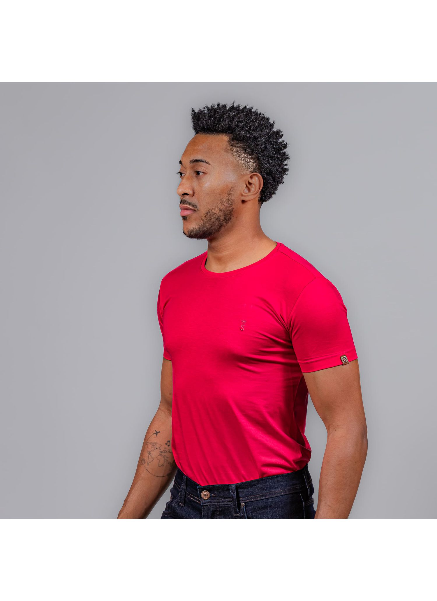 T-Shirt Pima Stefano Rosa Avermelhado