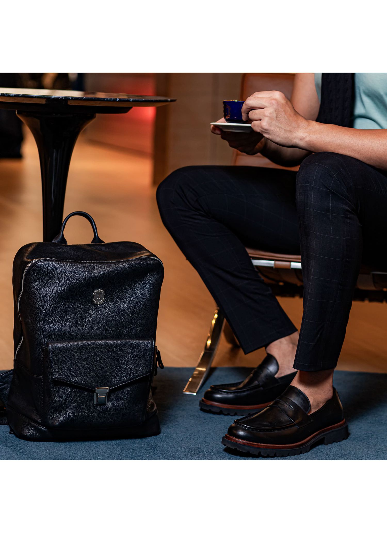 Mochila de Couro Cabernet Stefano Preta