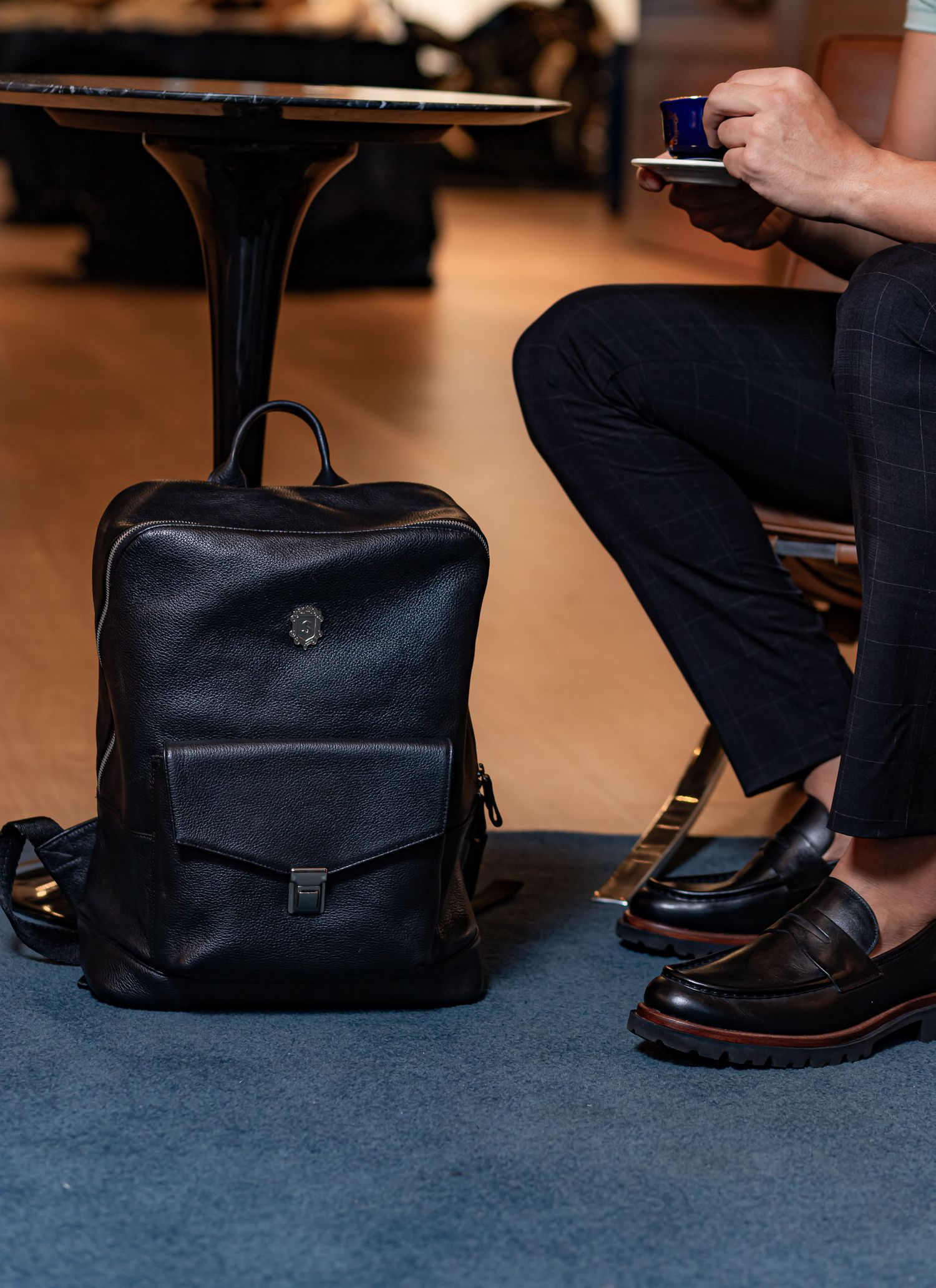Mochila de Couro Cabernet Stefano Preta