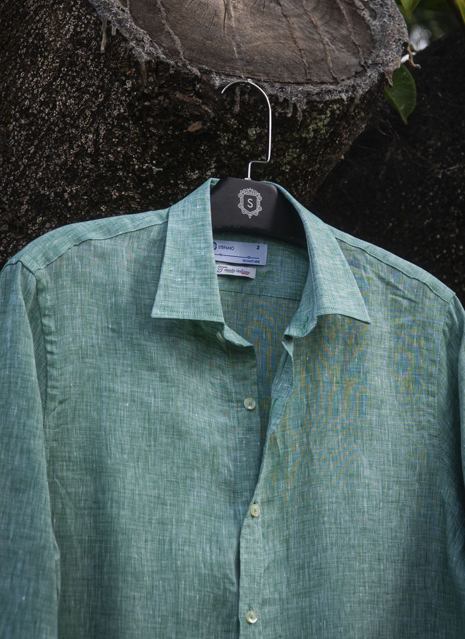 Camisa Stefano Linho Italiano Verde