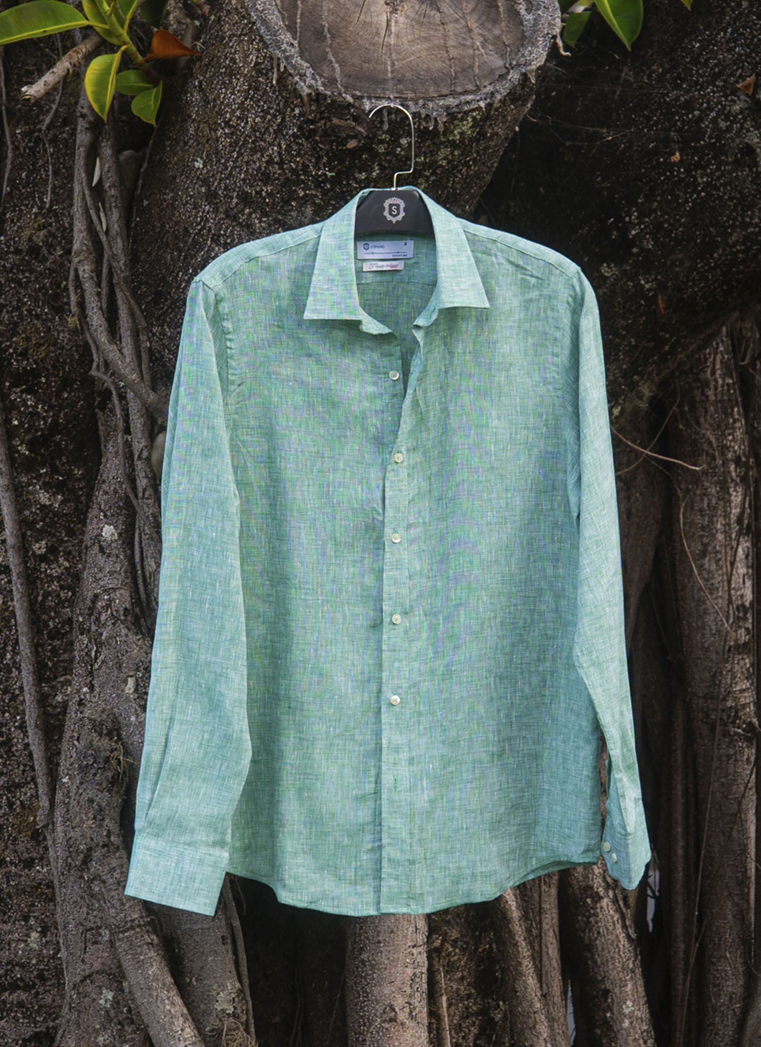 Camisa Stefano Linho Italiano Verde