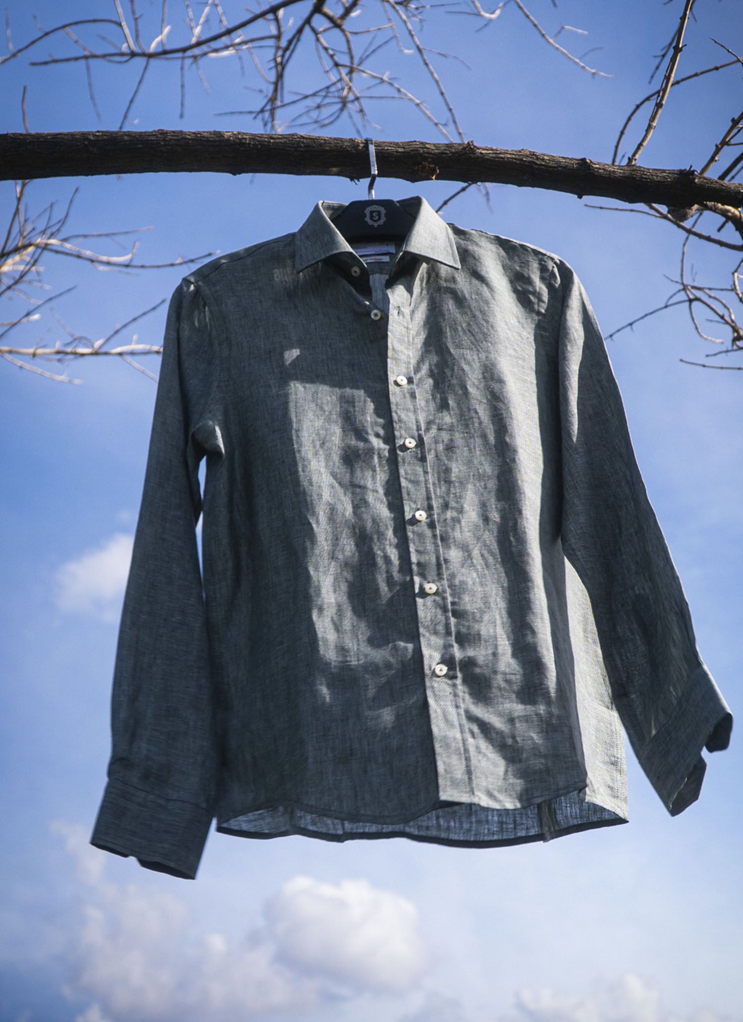 Camisa Stefano Linho italiano Verde Oliva