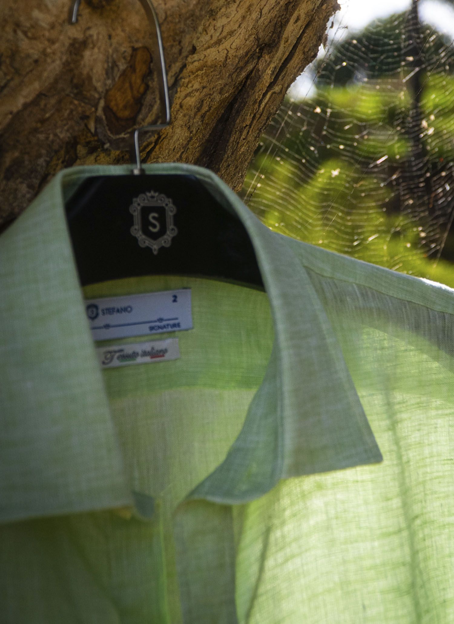 Camisa Stefano Linho Italiano Verde