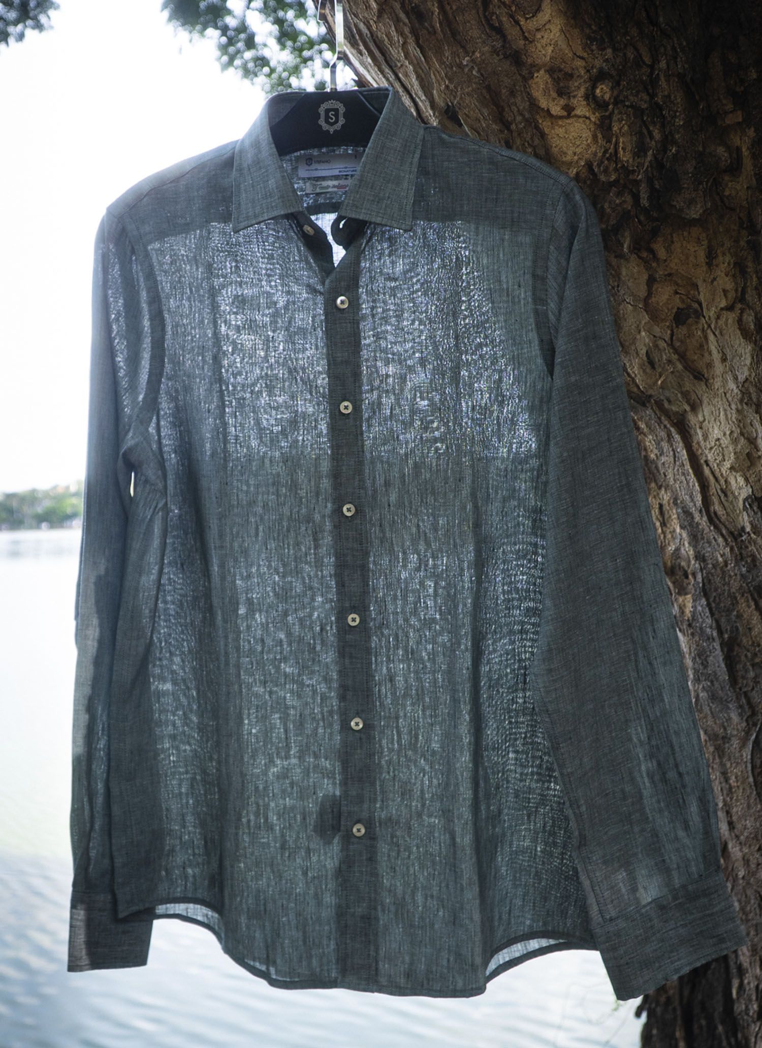 Camisa Stefano Linho italiano Verde Oliva