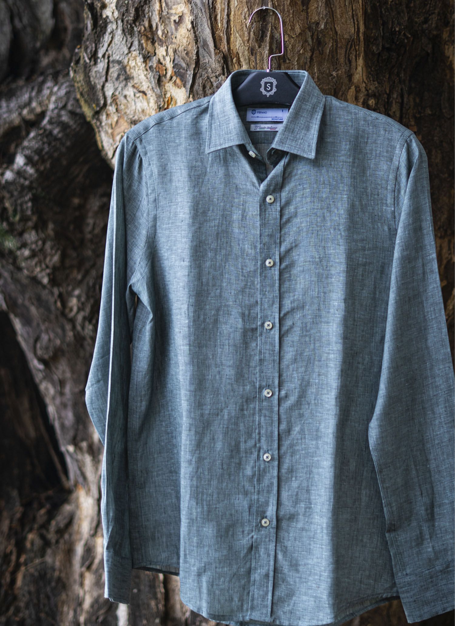 Camisa Stefano Linho italiano Verde Oliva