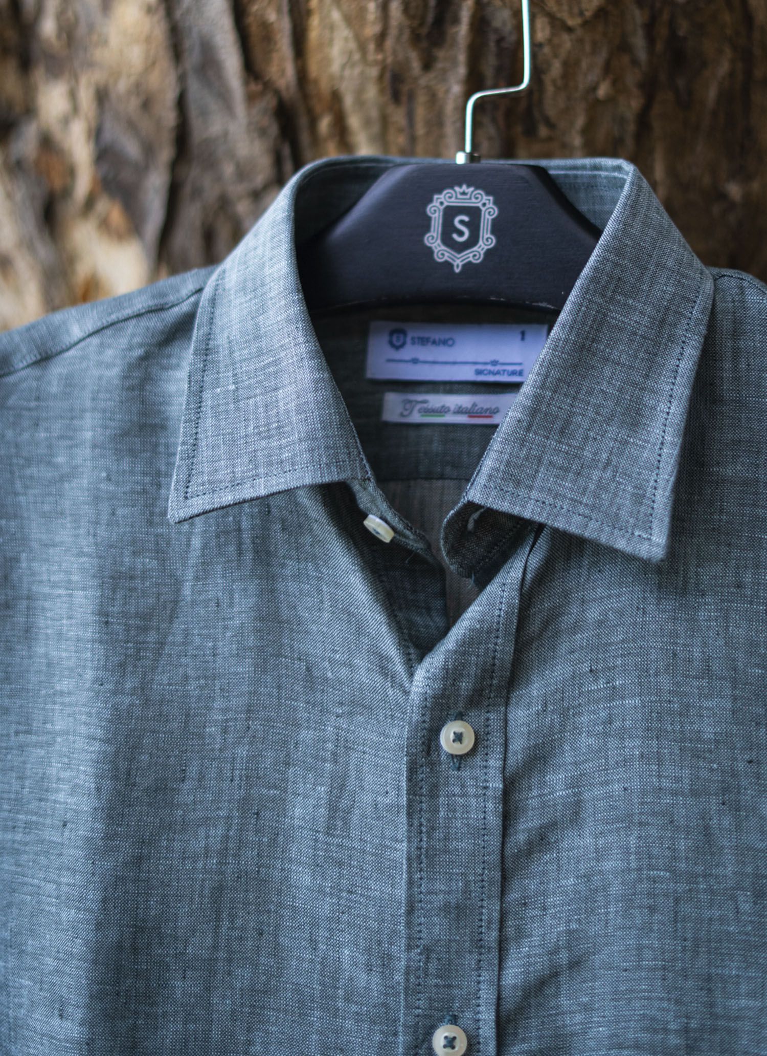 Camisa Stefano Linho italiano Verde Oliva