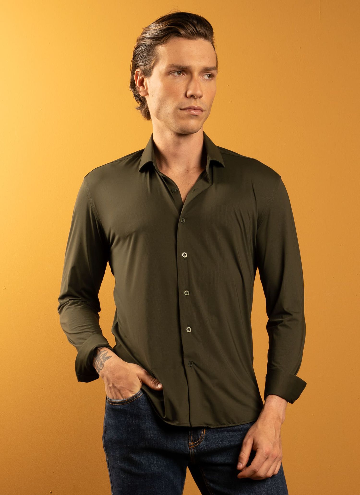 Camisa Performance Stefano Verde Musgo