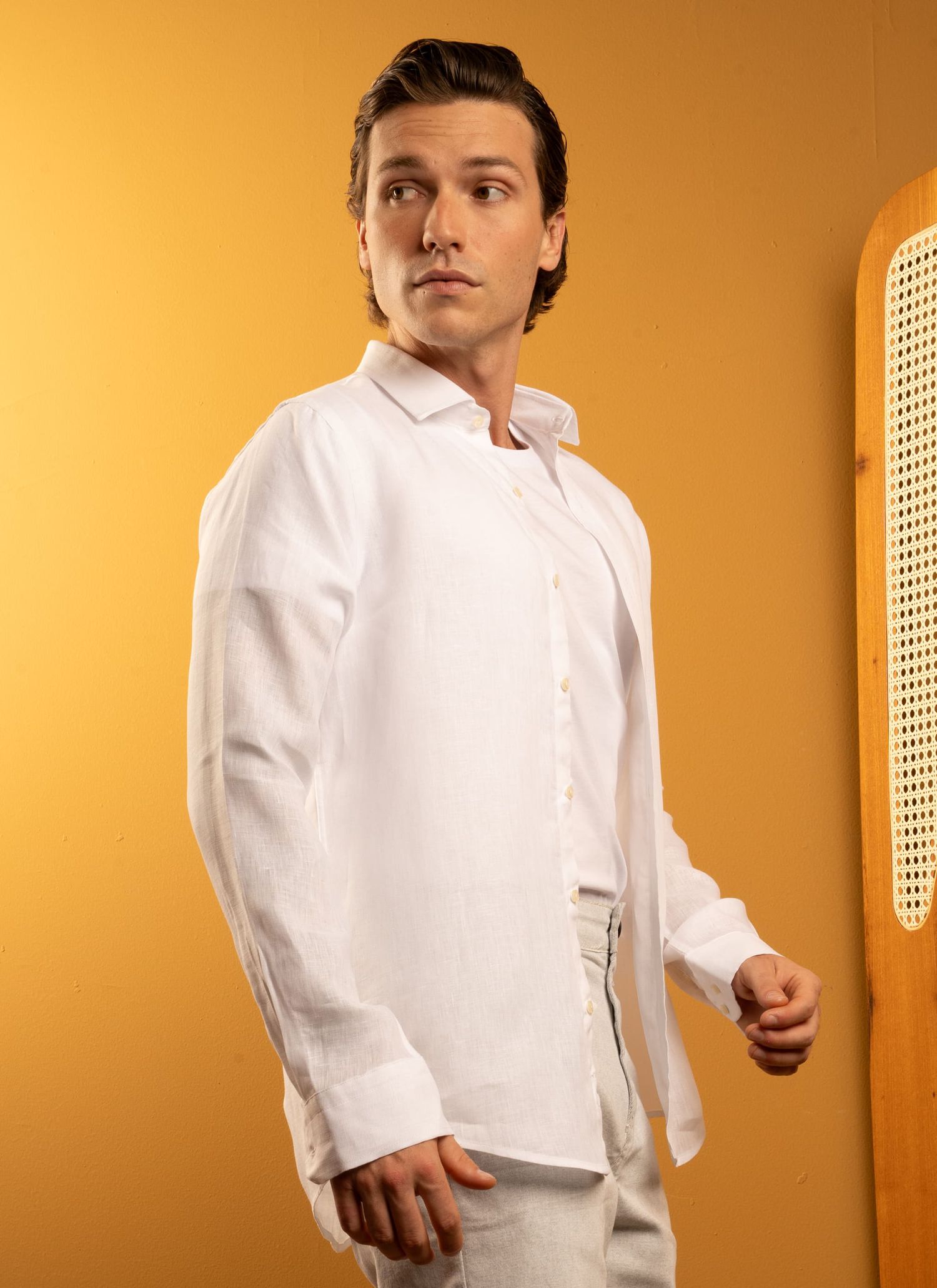 Camisa Stefano Linho Irlandês Branca 