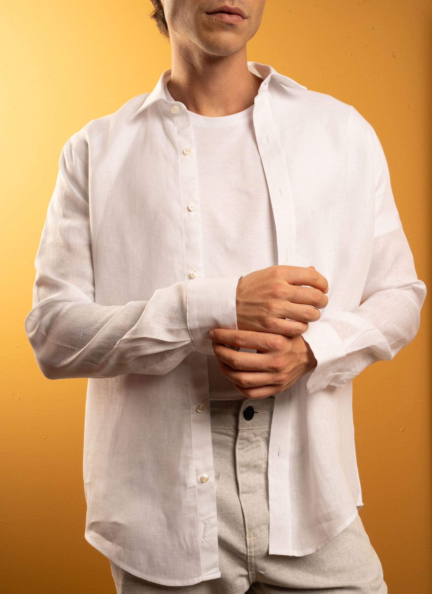 Camisa Stefano Linho Irlandês Branca 