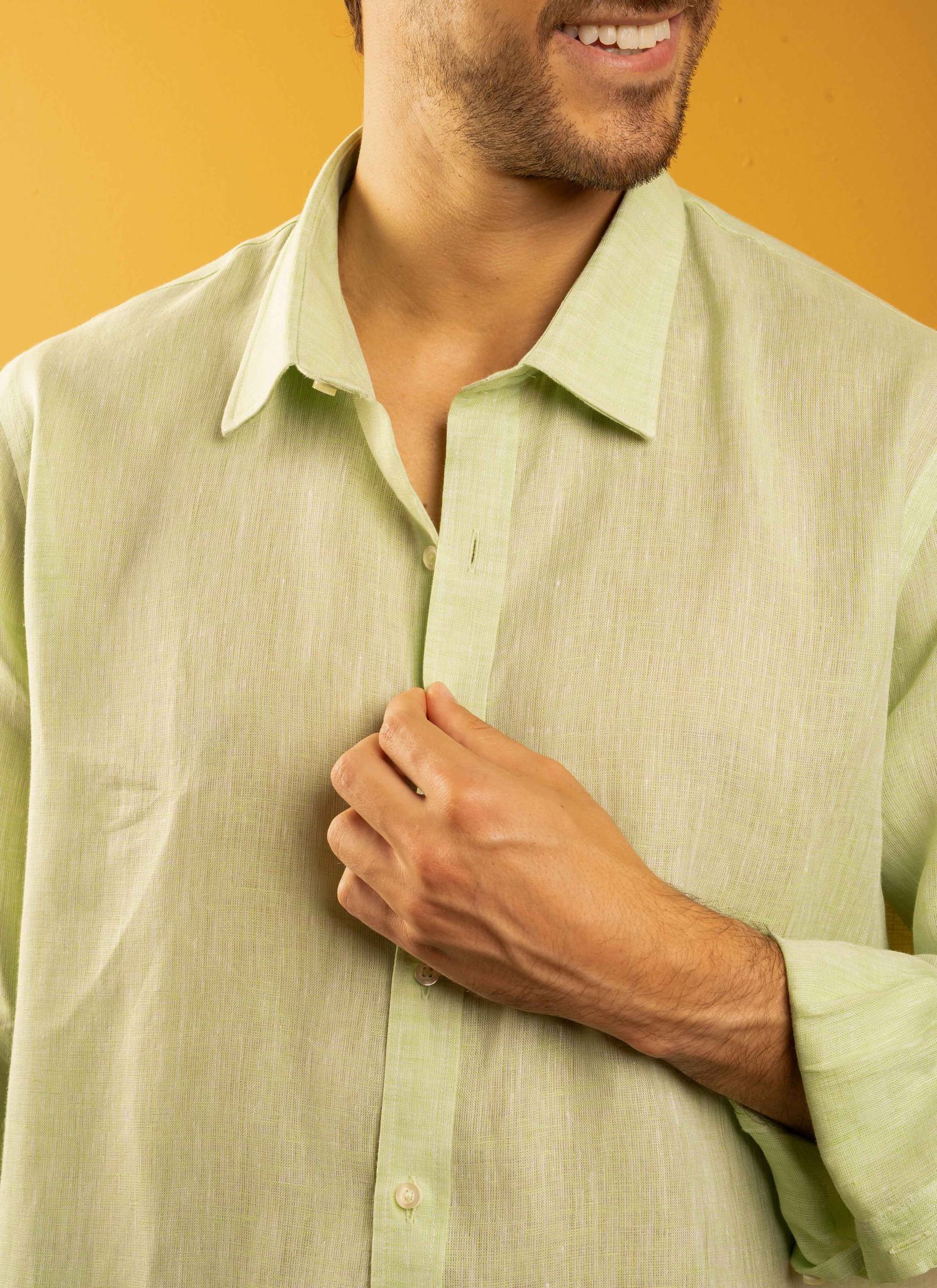 Camisa Stefano Linho Irlandês Verde Claro