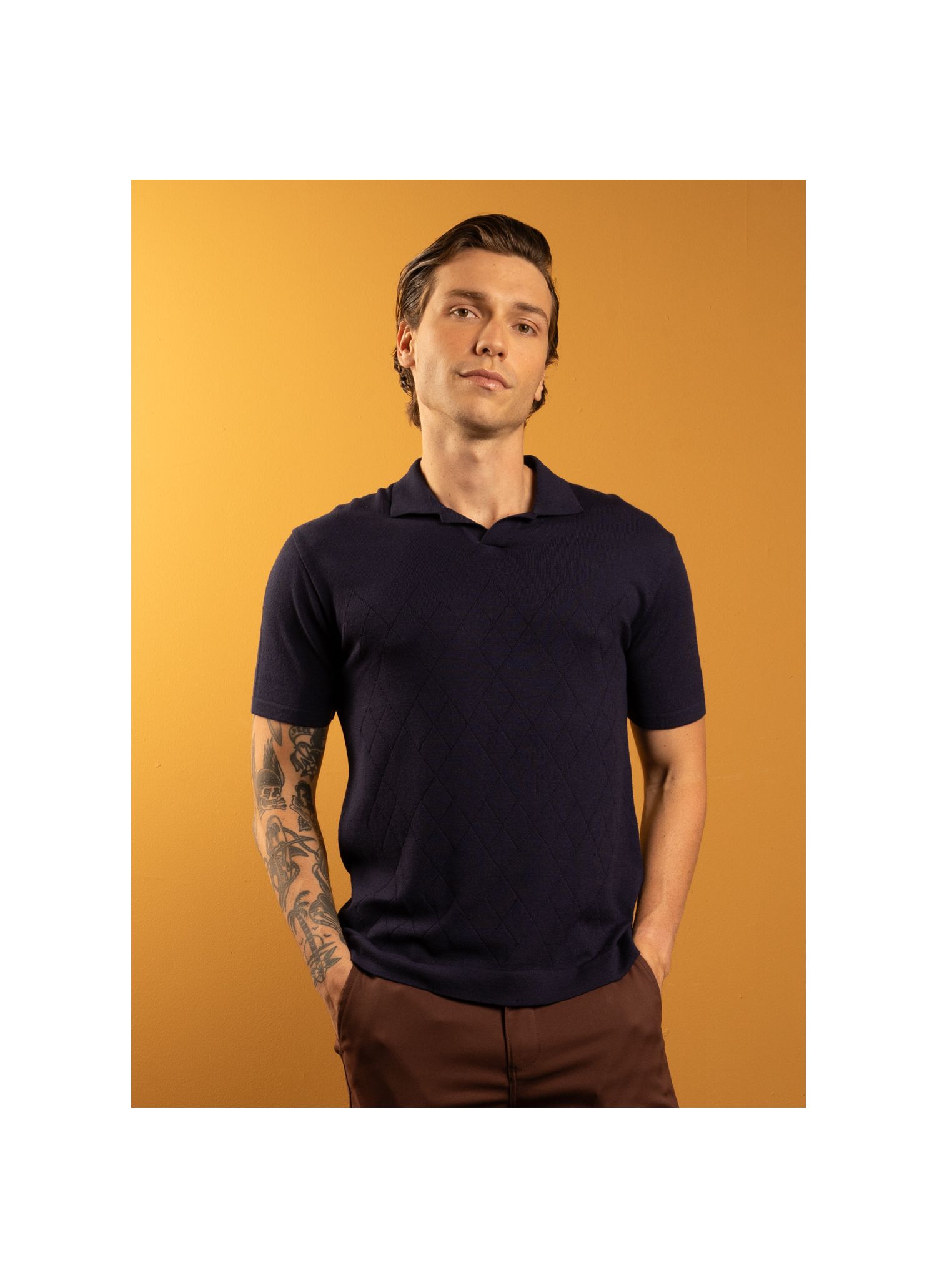 Polo Tricot Stefano Azul Marinho