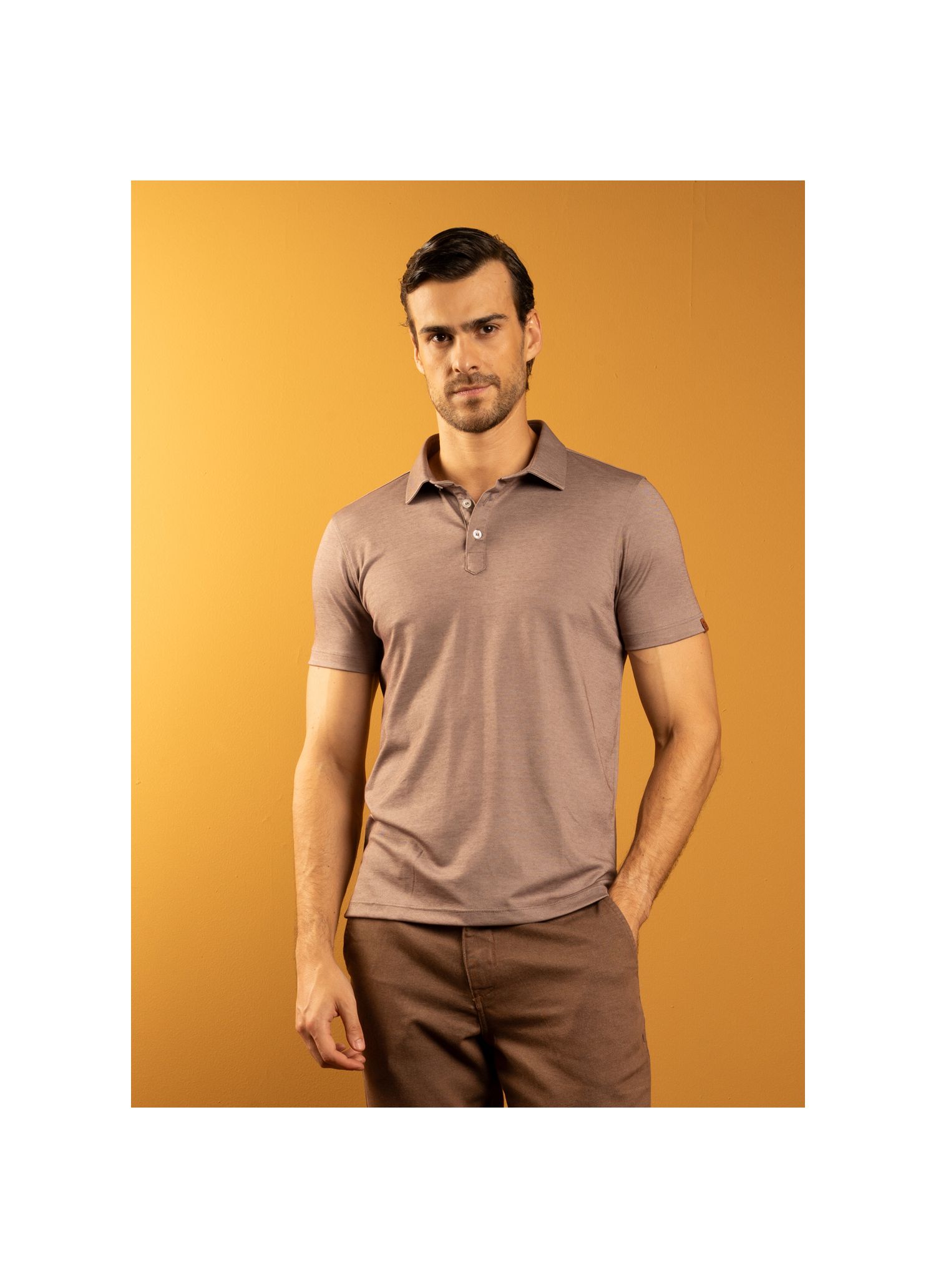 Polo Pima Tecnológica Areia Escura